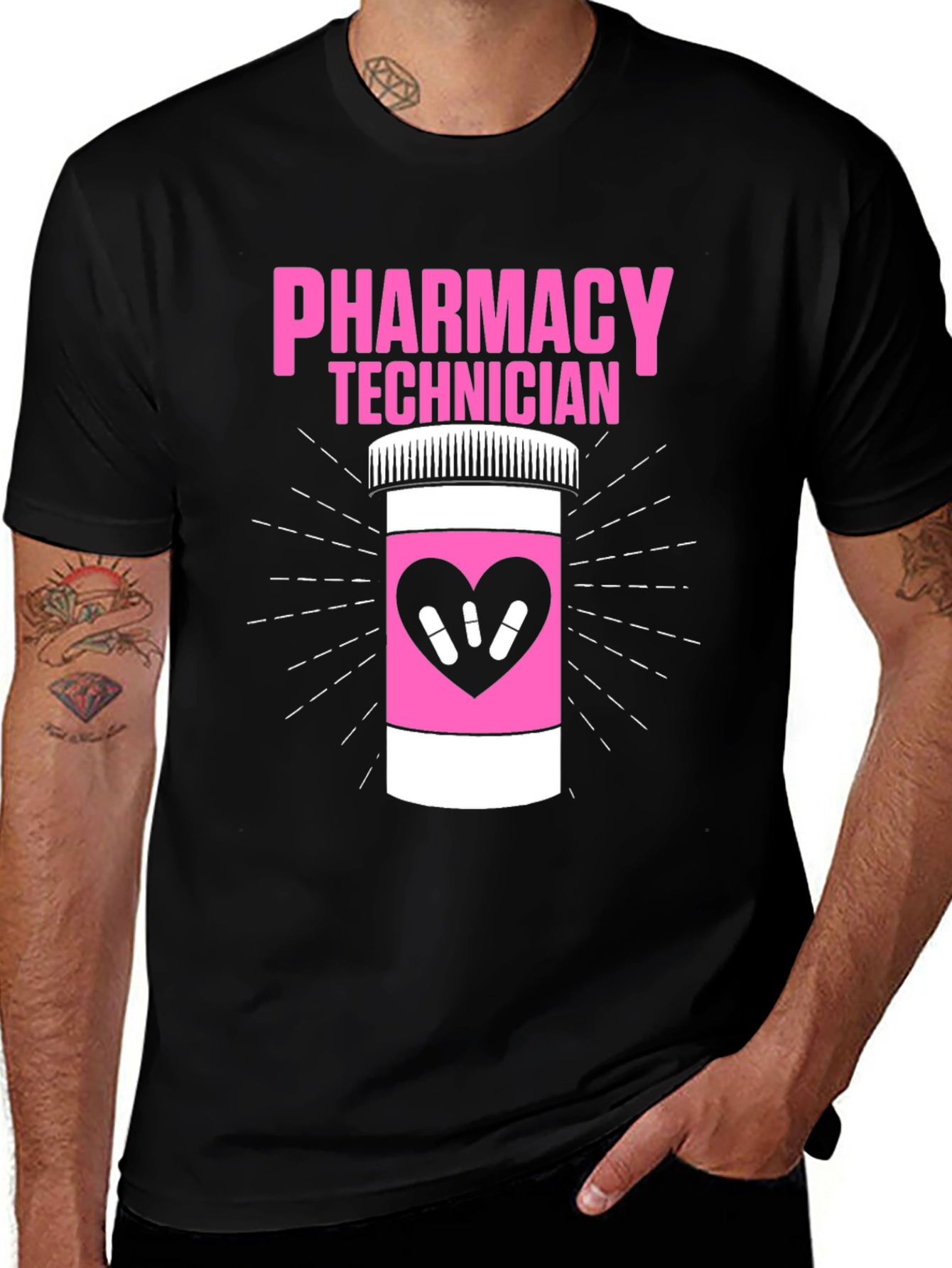 Variant 8 of Pharmacy Technician T-Shirt - Pill Bottle Heart Design