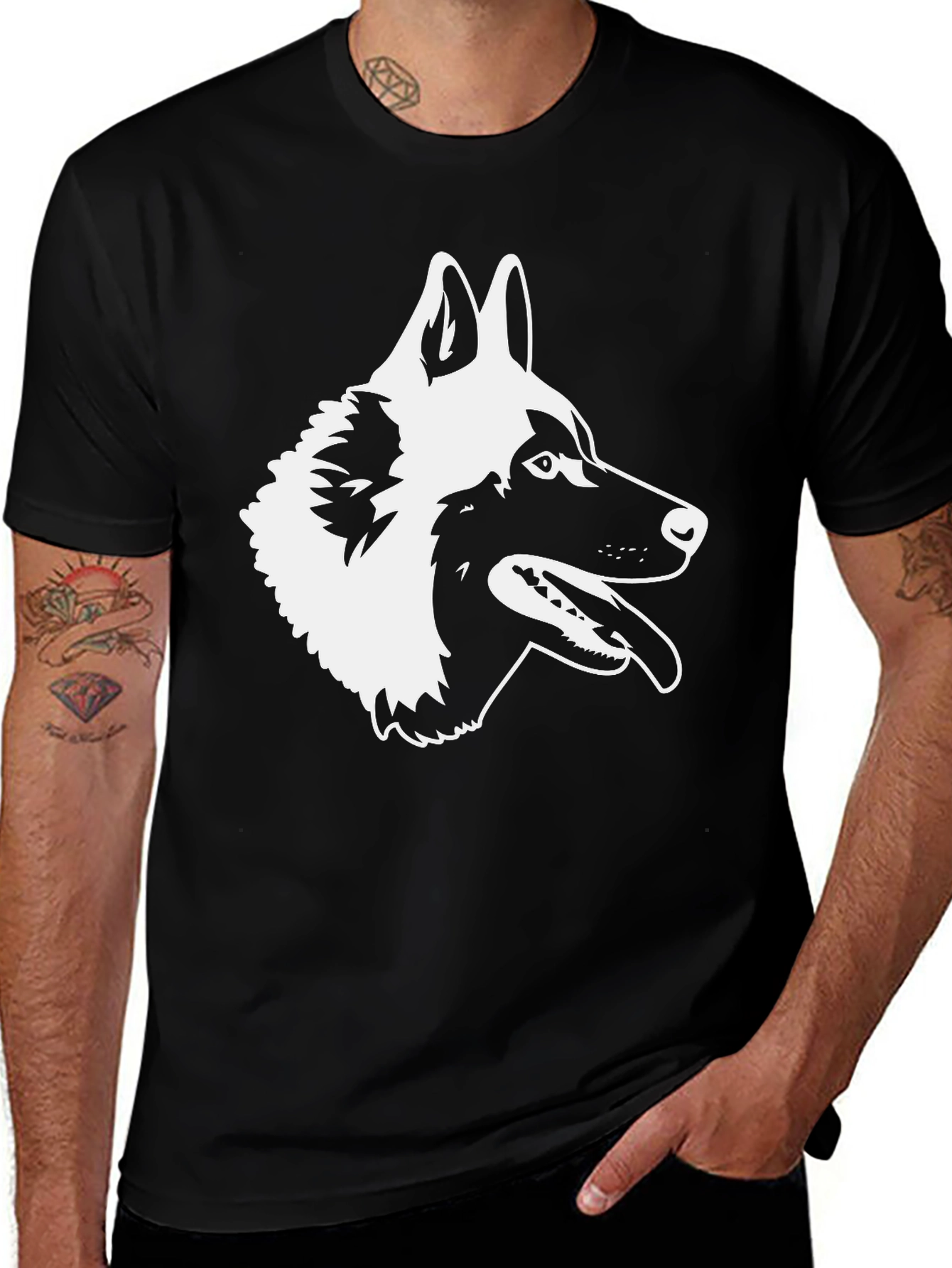 Variant 14 of Dog Graphic Tee - Men's Black T-Shirt