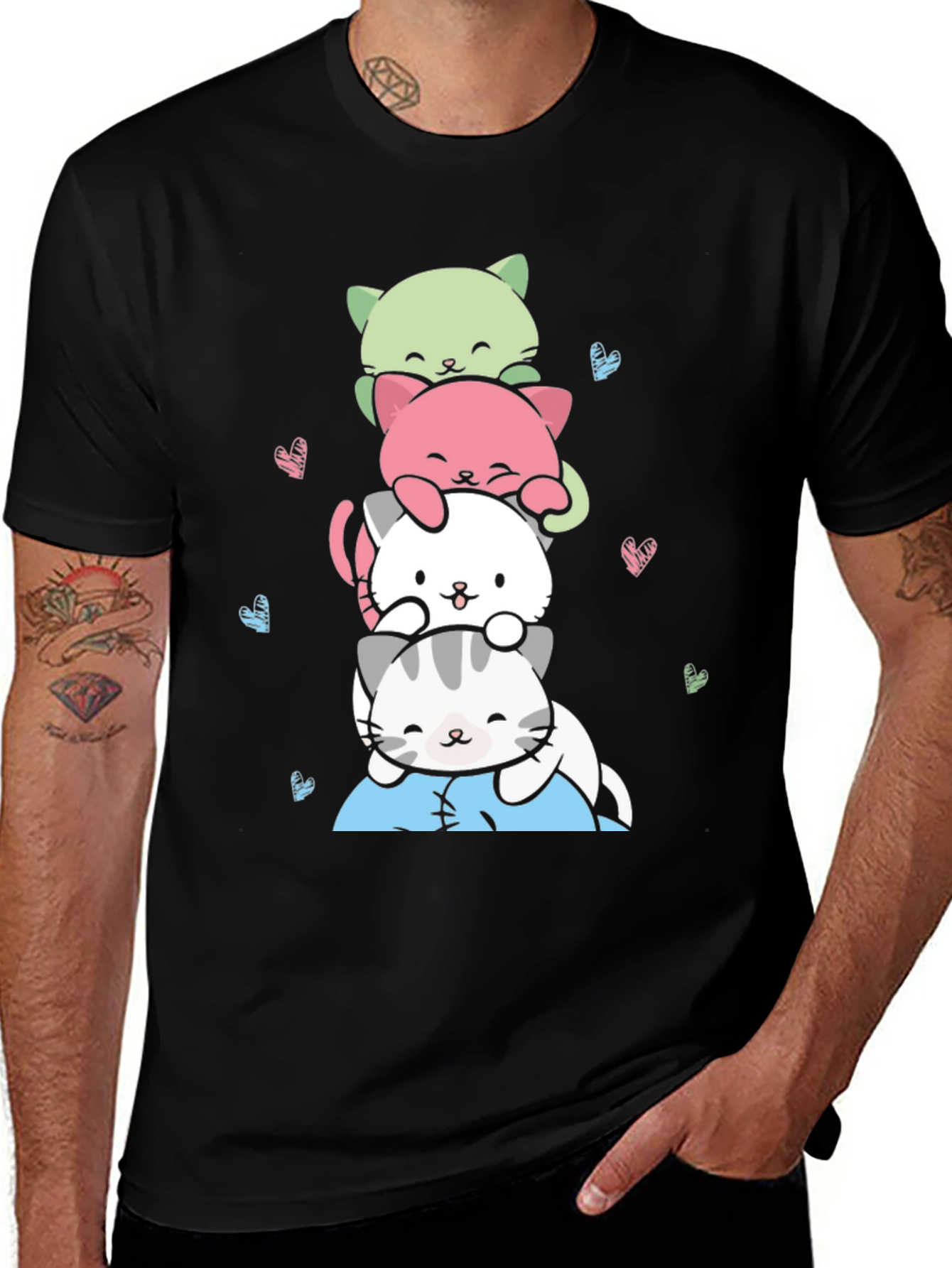Variant 23 of Cute Stacked Cats Graphic Tee
