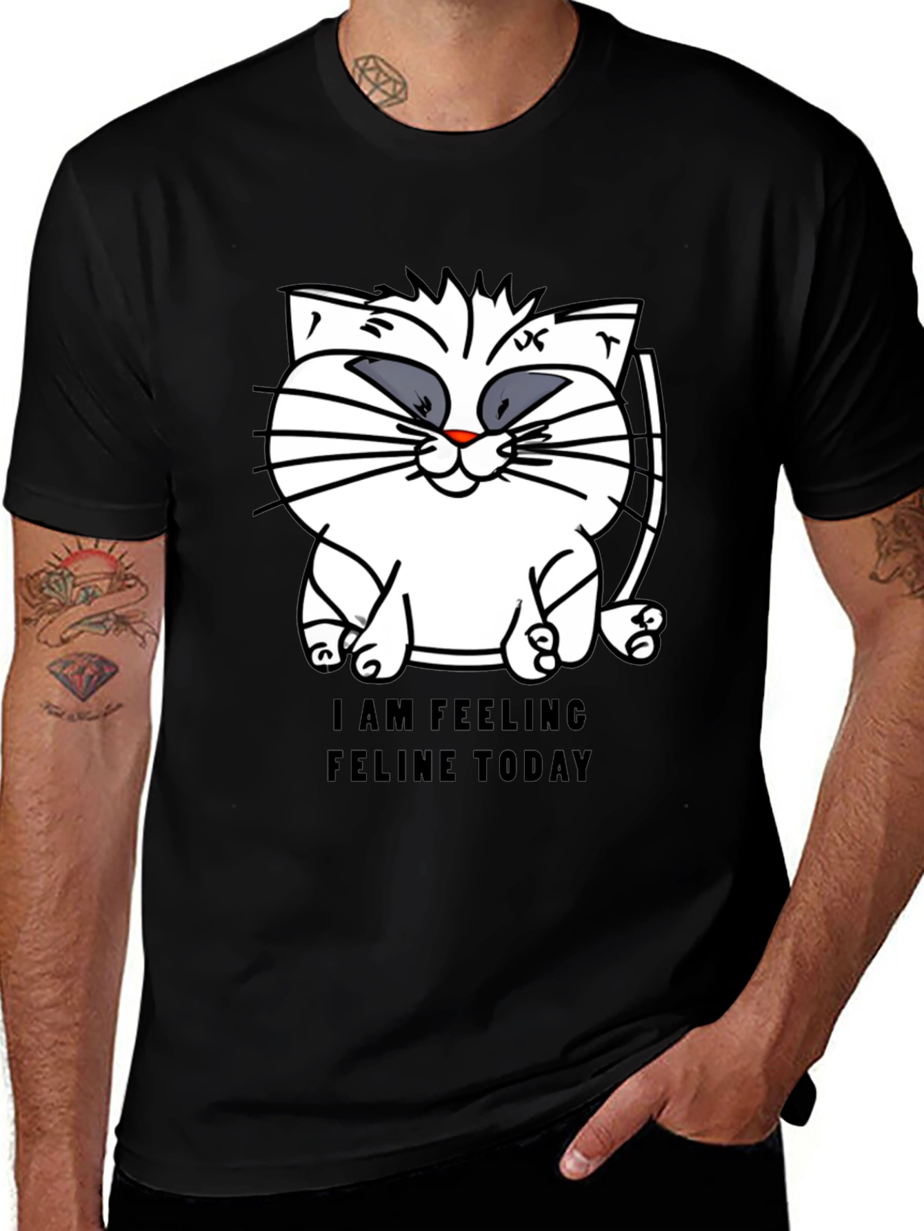 Variant 20 of Feline Funny Cat Tee - Unisex Black Cotton Shirt