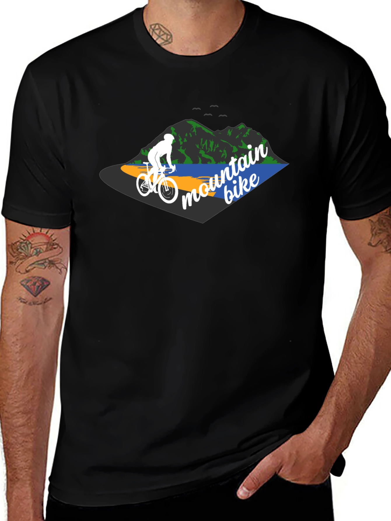 Variant 30 of Mountain Bike Graphic Tee - Black Cotton T-Shirt