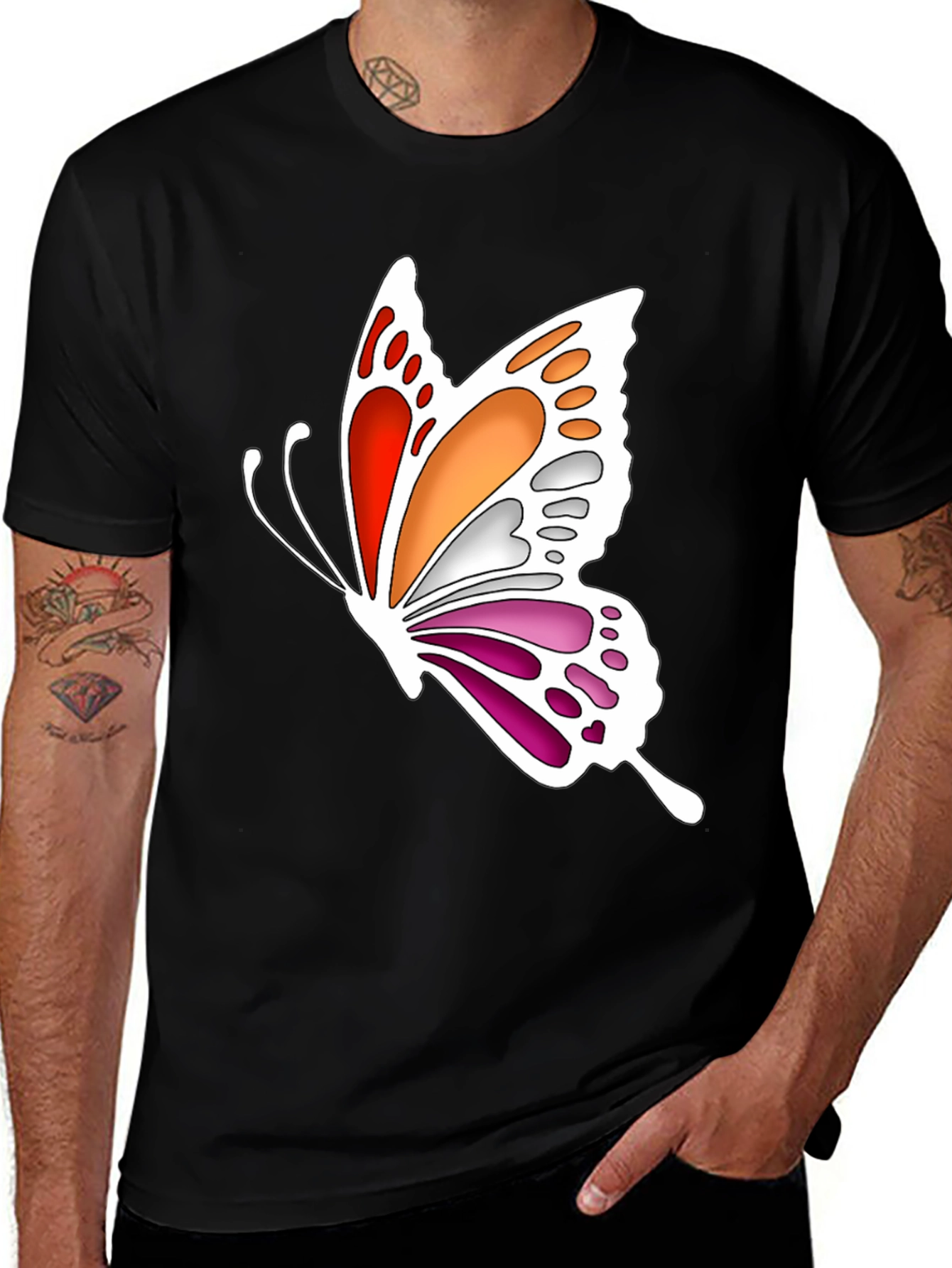 Variant 8 of Lesbian Pride Butterfly Graphic T-Shirt