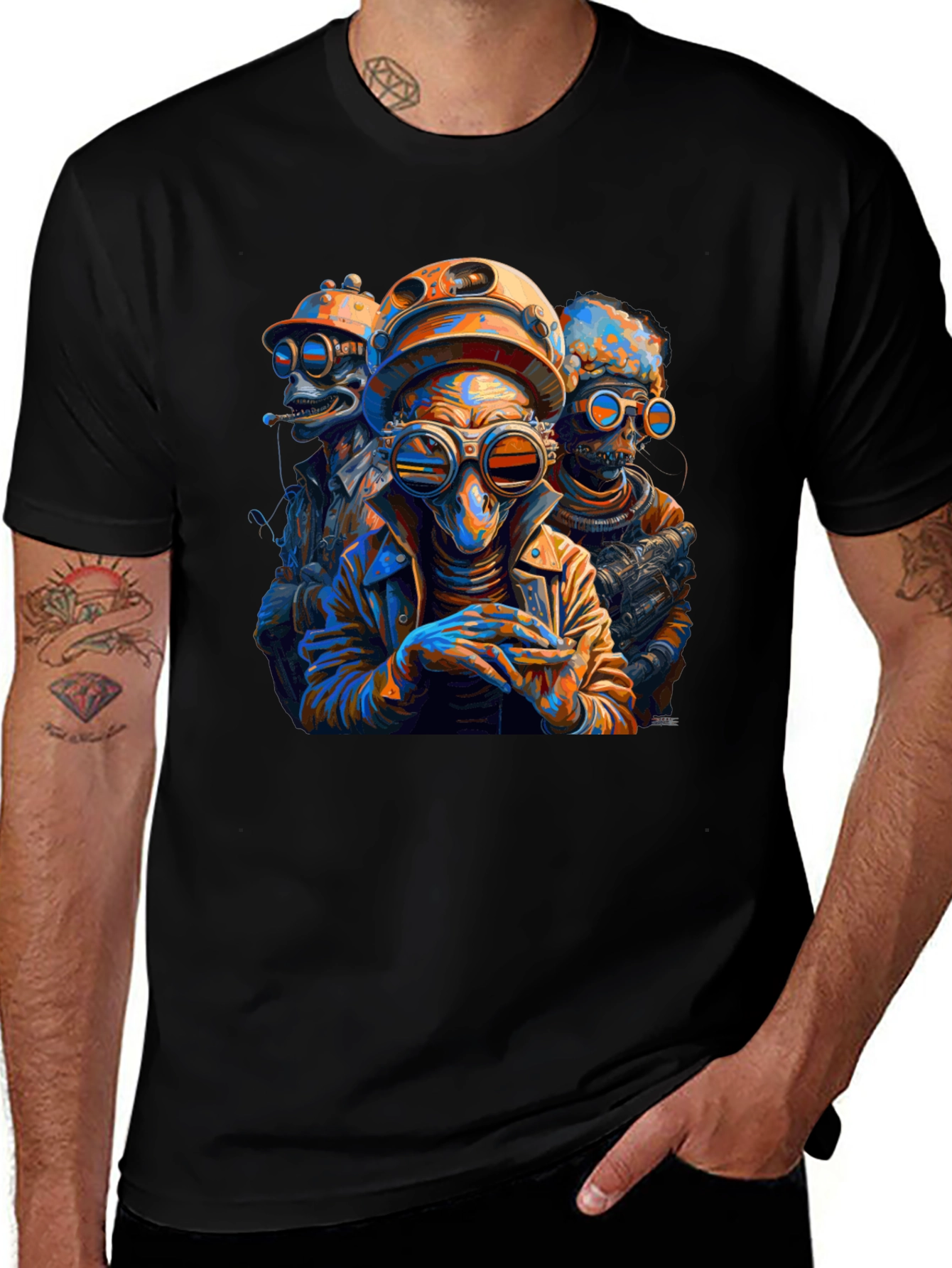 Variant 3 of Steampunk Alien Crew Graphic Tee