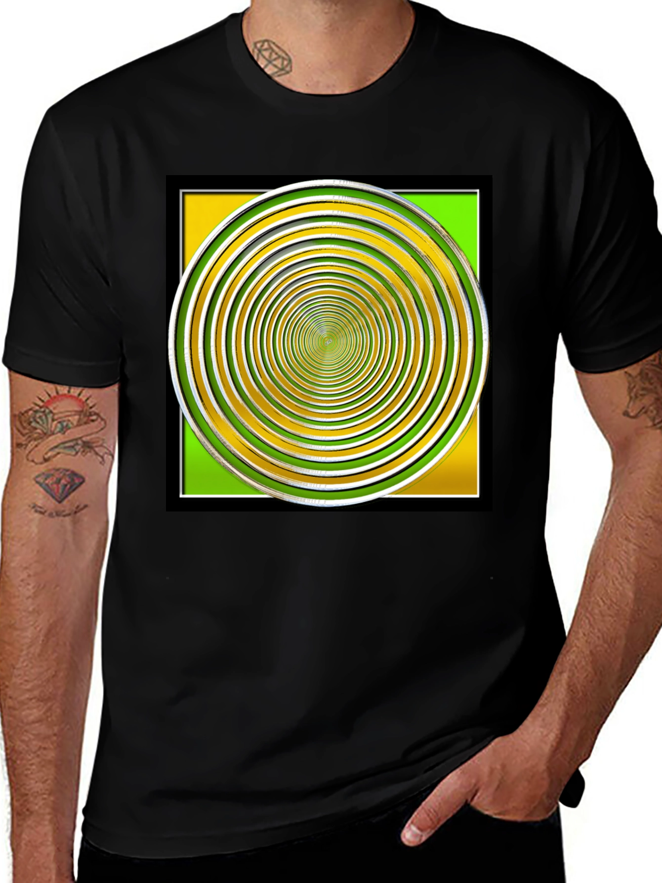 Variant 6 of Hypnotic Circle Graphic Tee - Black