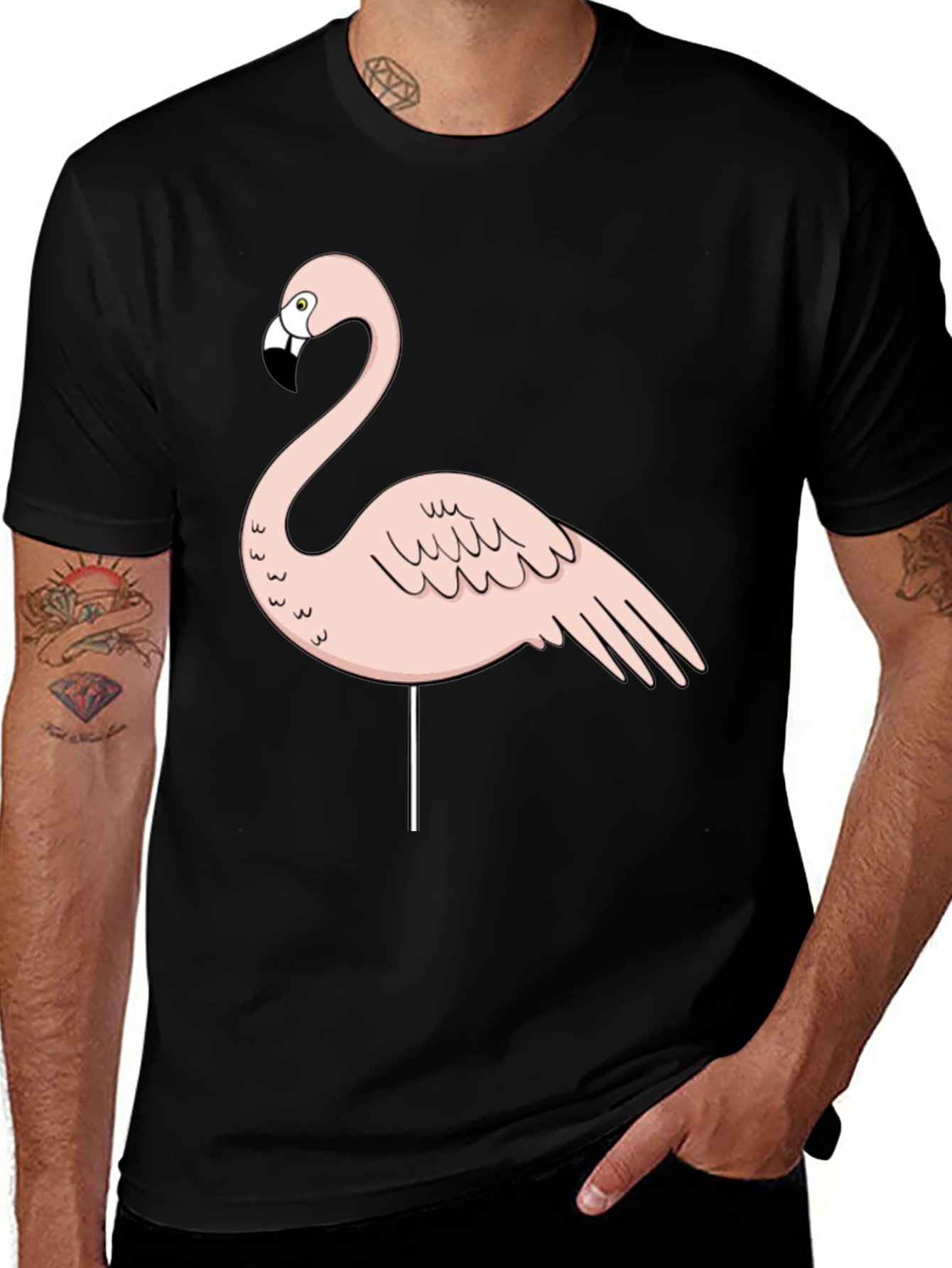 Variant 29 of Flamingo Graphic Tee - Men's Black T-Shirt