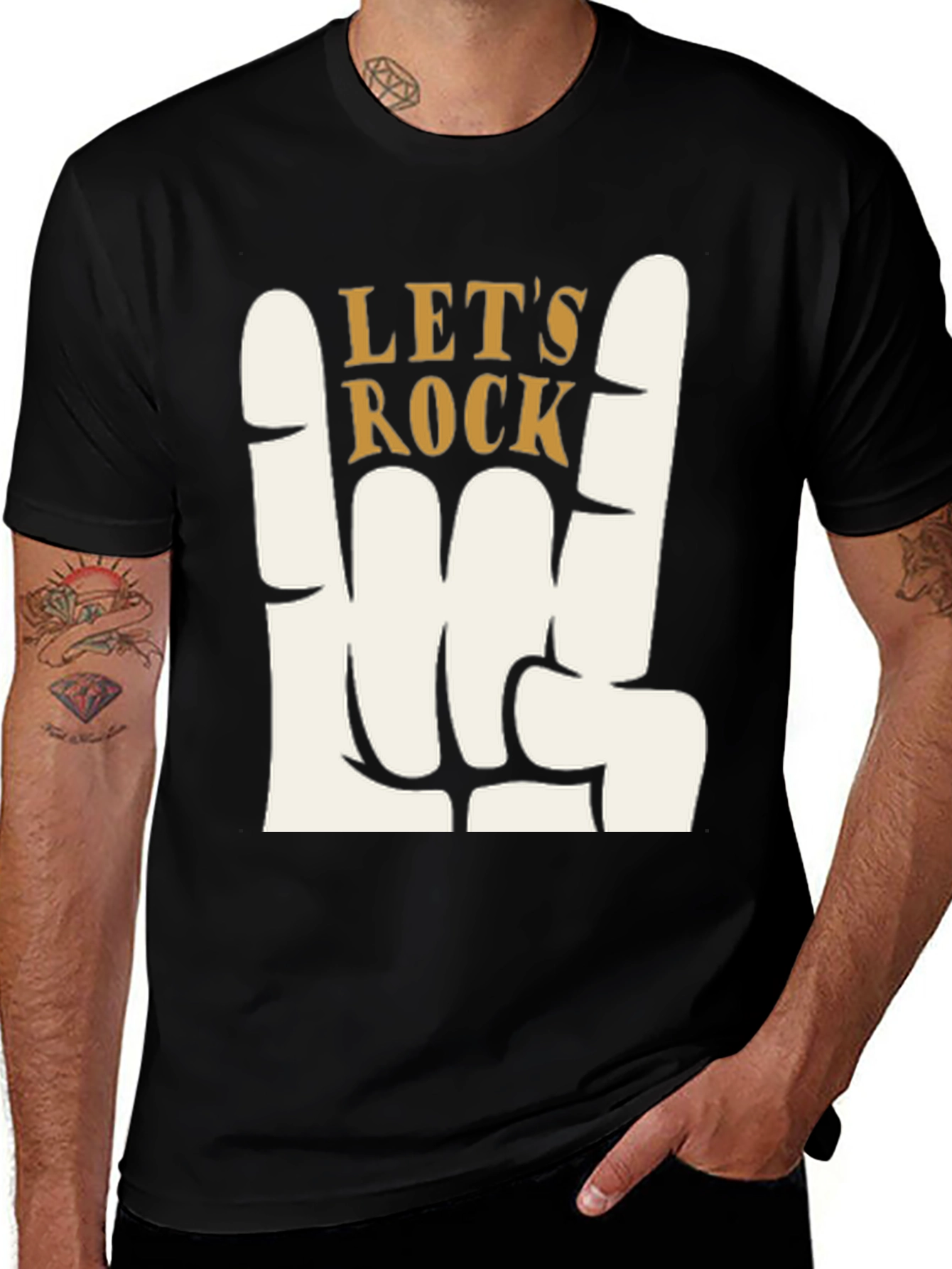 Variant 10 of Let's Rock Graphic T-Shirt - Rock On Hand Sign