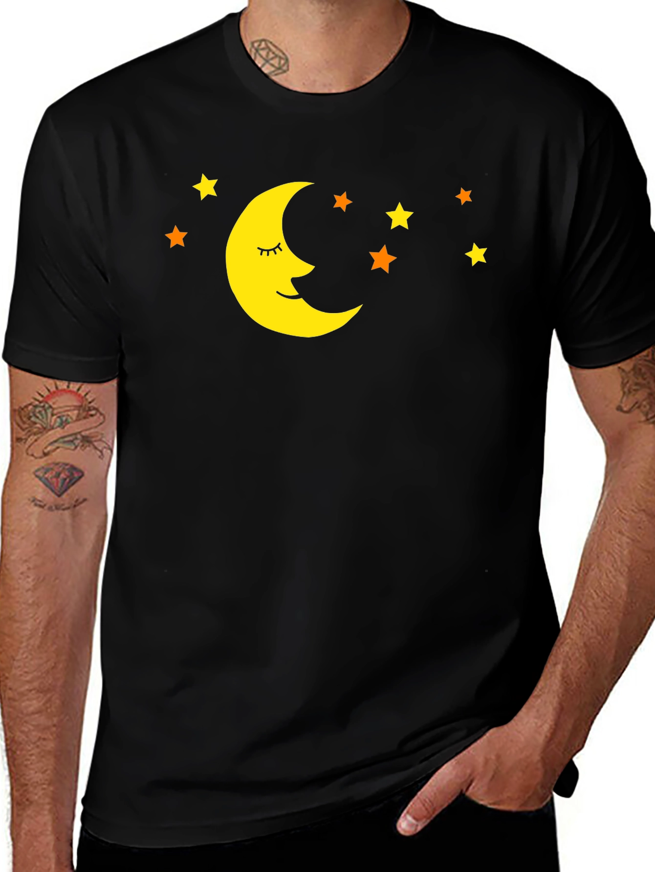 Variant 11 of Dreamy Moon & Stars Black T-Shirt