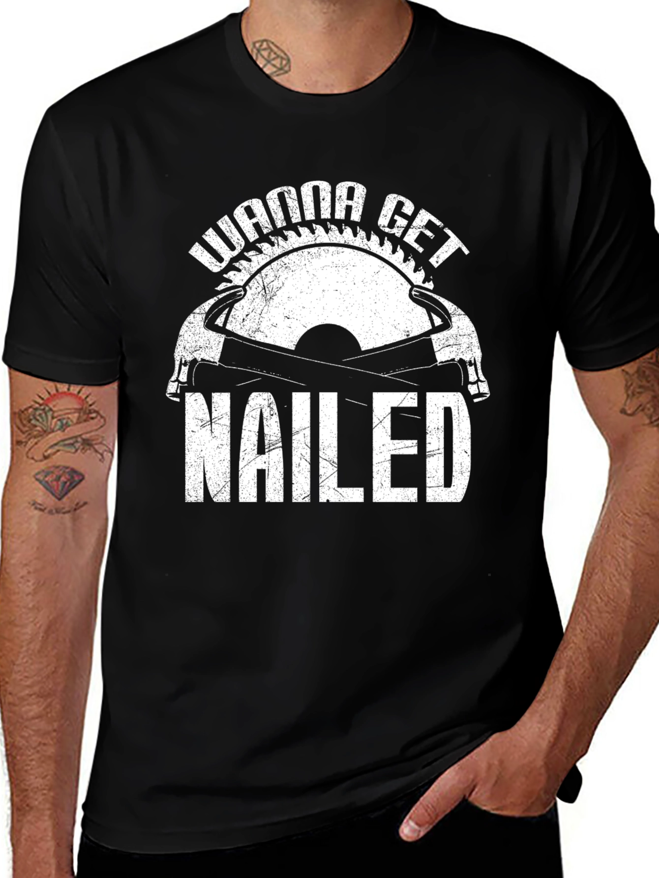 Wanna Get Nailed Funny Carpenter T-Shirt