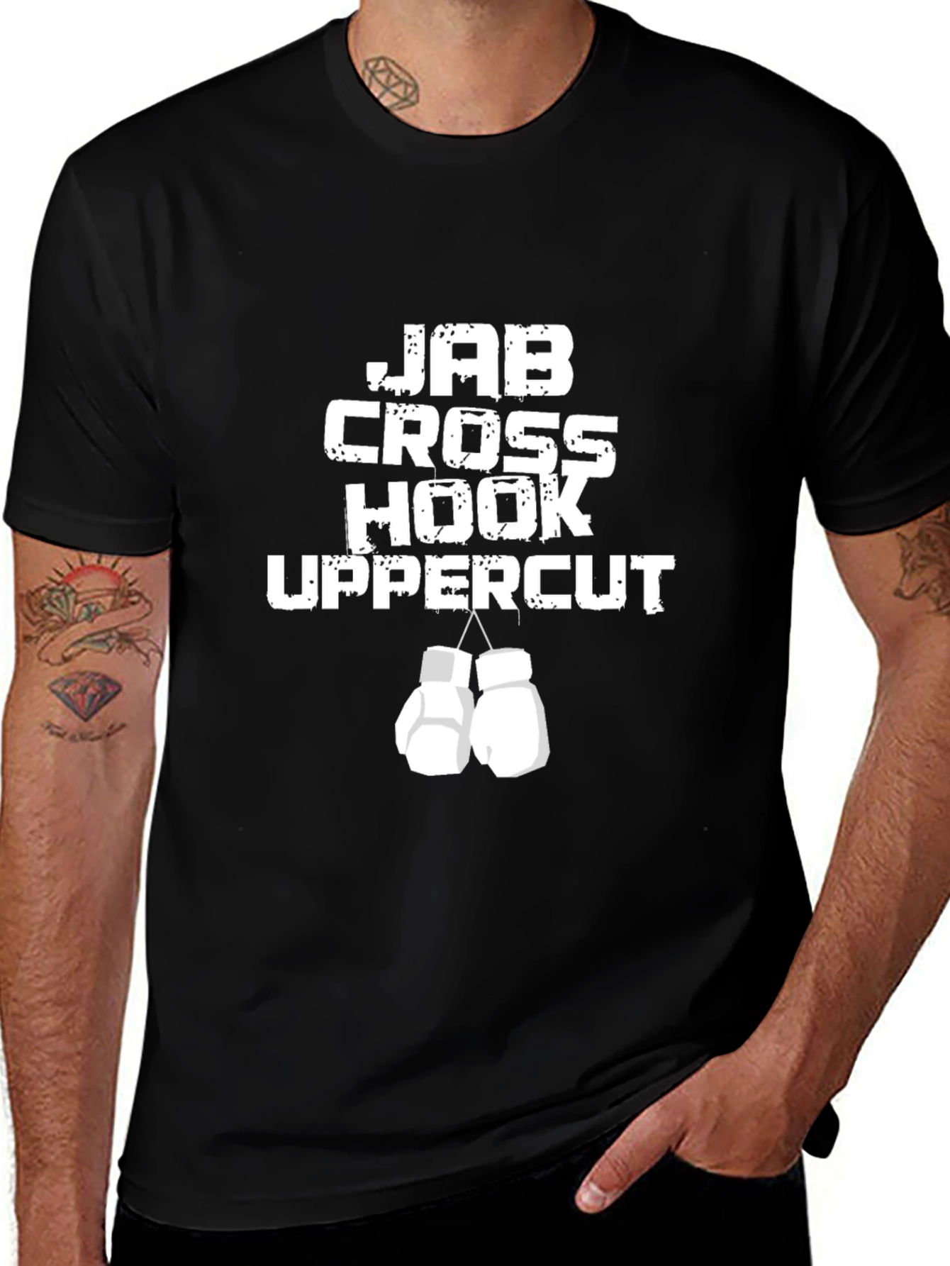 Variant 22 of Boxing Moves Graphic Tee - Jab, Cross, Hook, Uppercut