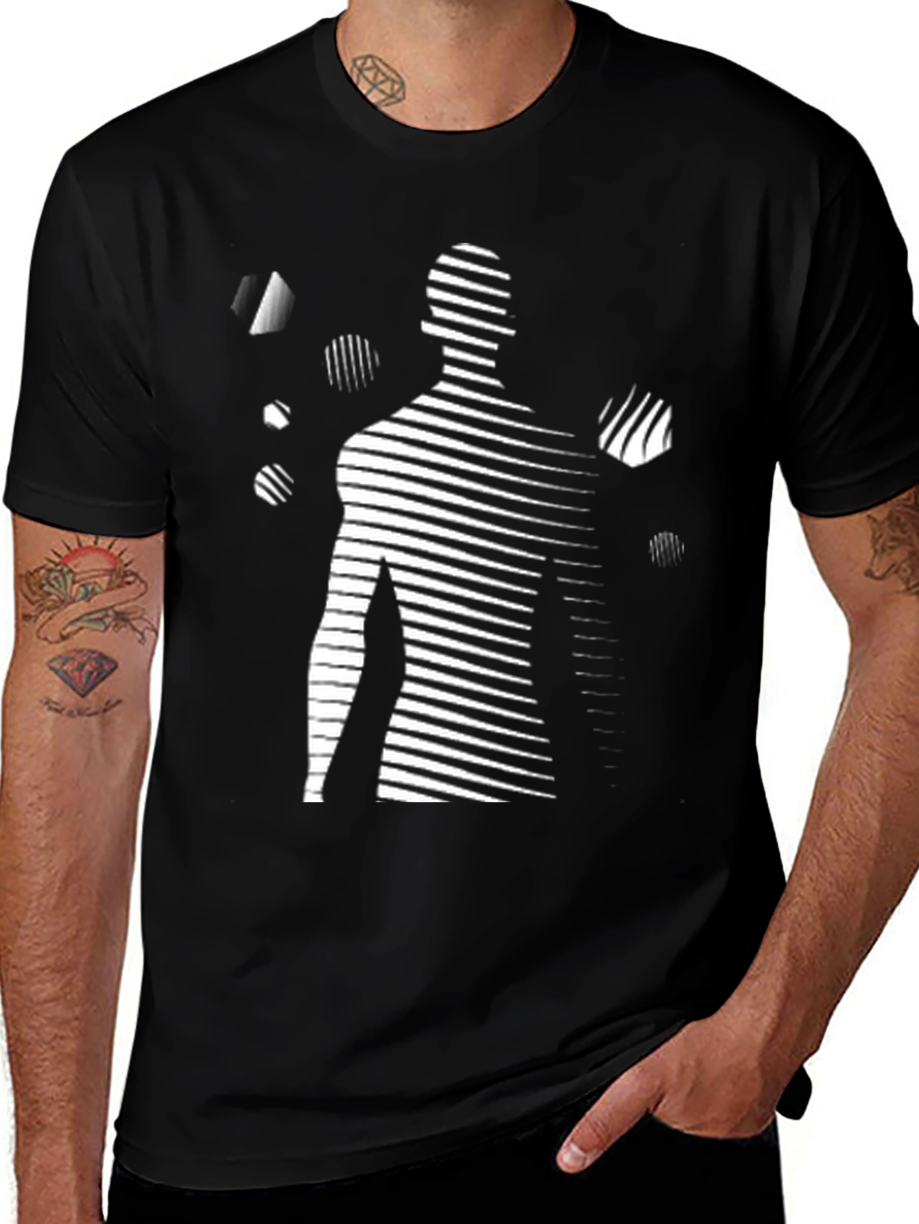 Variant 7 of Abstract Striped Silhouette Tee - Modern Graphic Shirt