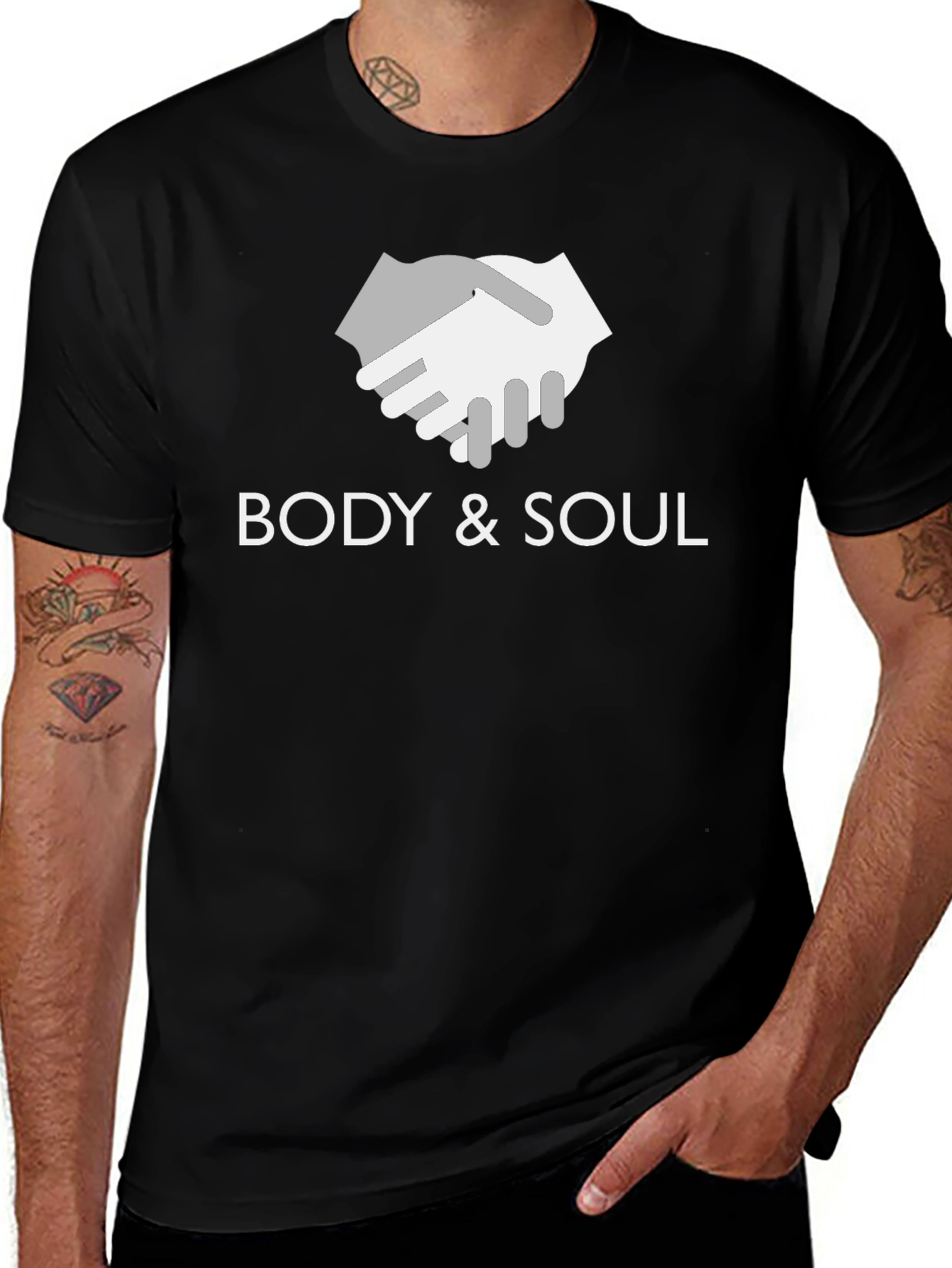 Body & Soul Graphic Print Black T-Shirt