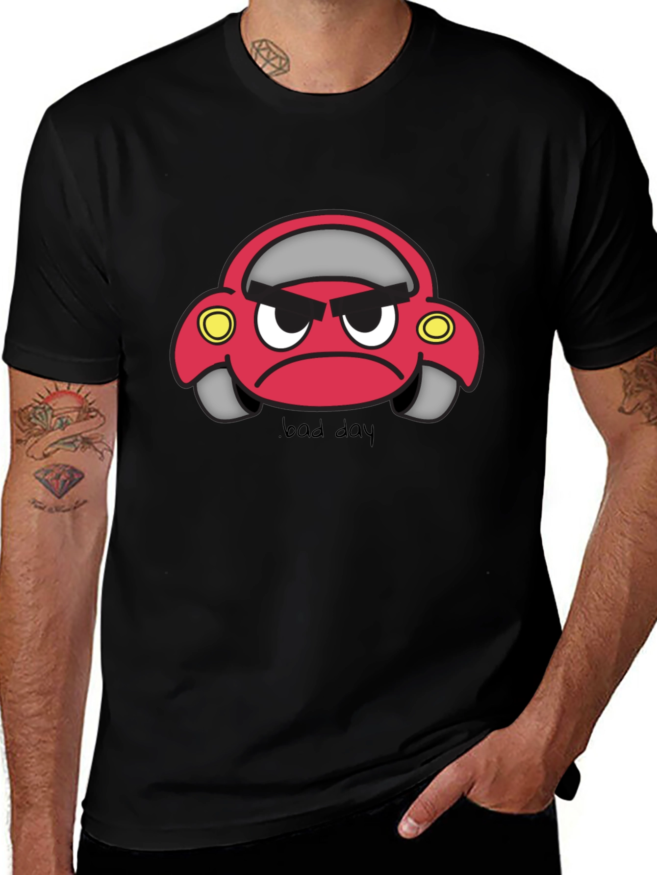 Variant 8 of Bad Day Cartoon Car Black T-Shirt