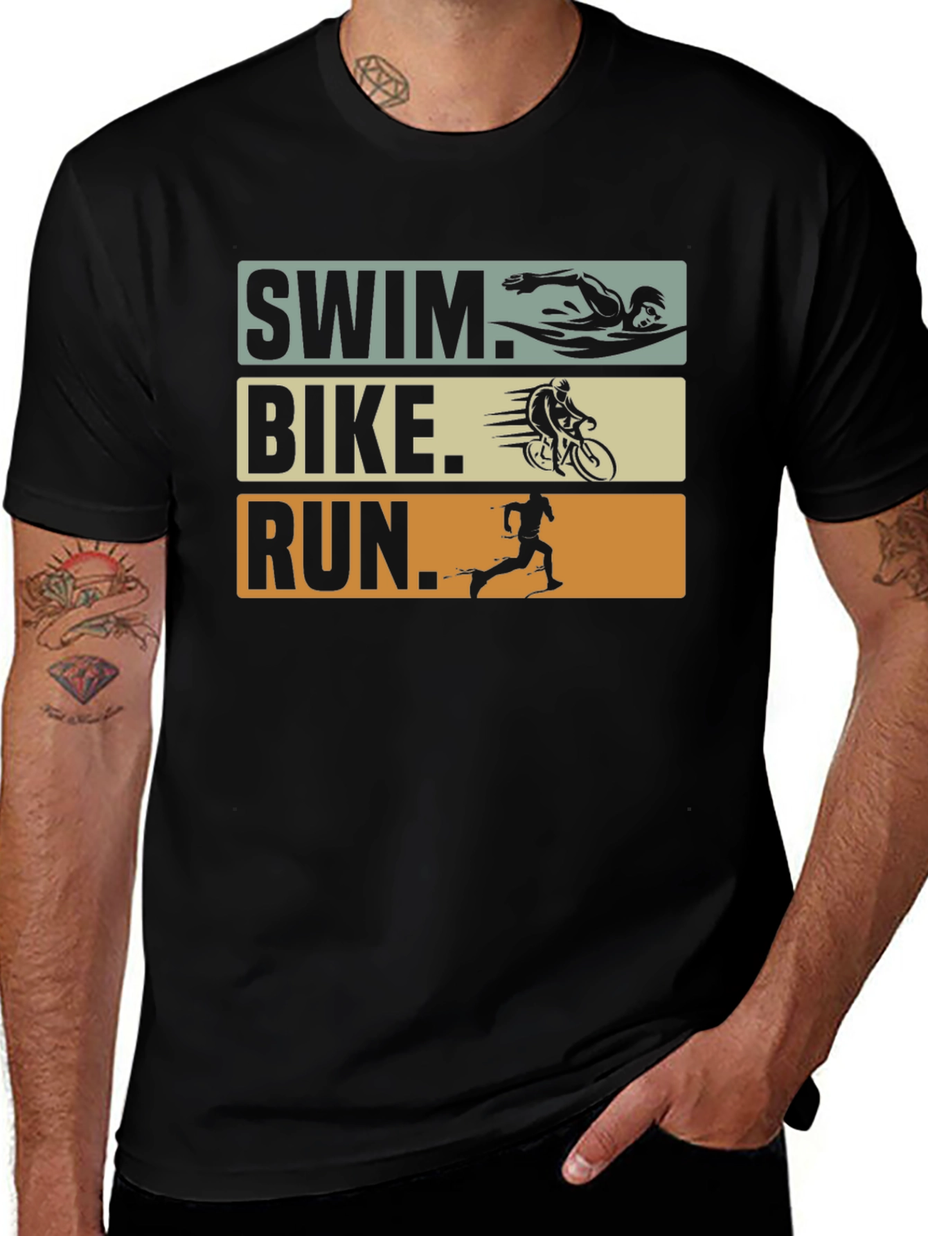 Variant 27 of Triathlon Swim Bike Run Graphic T-Shirt