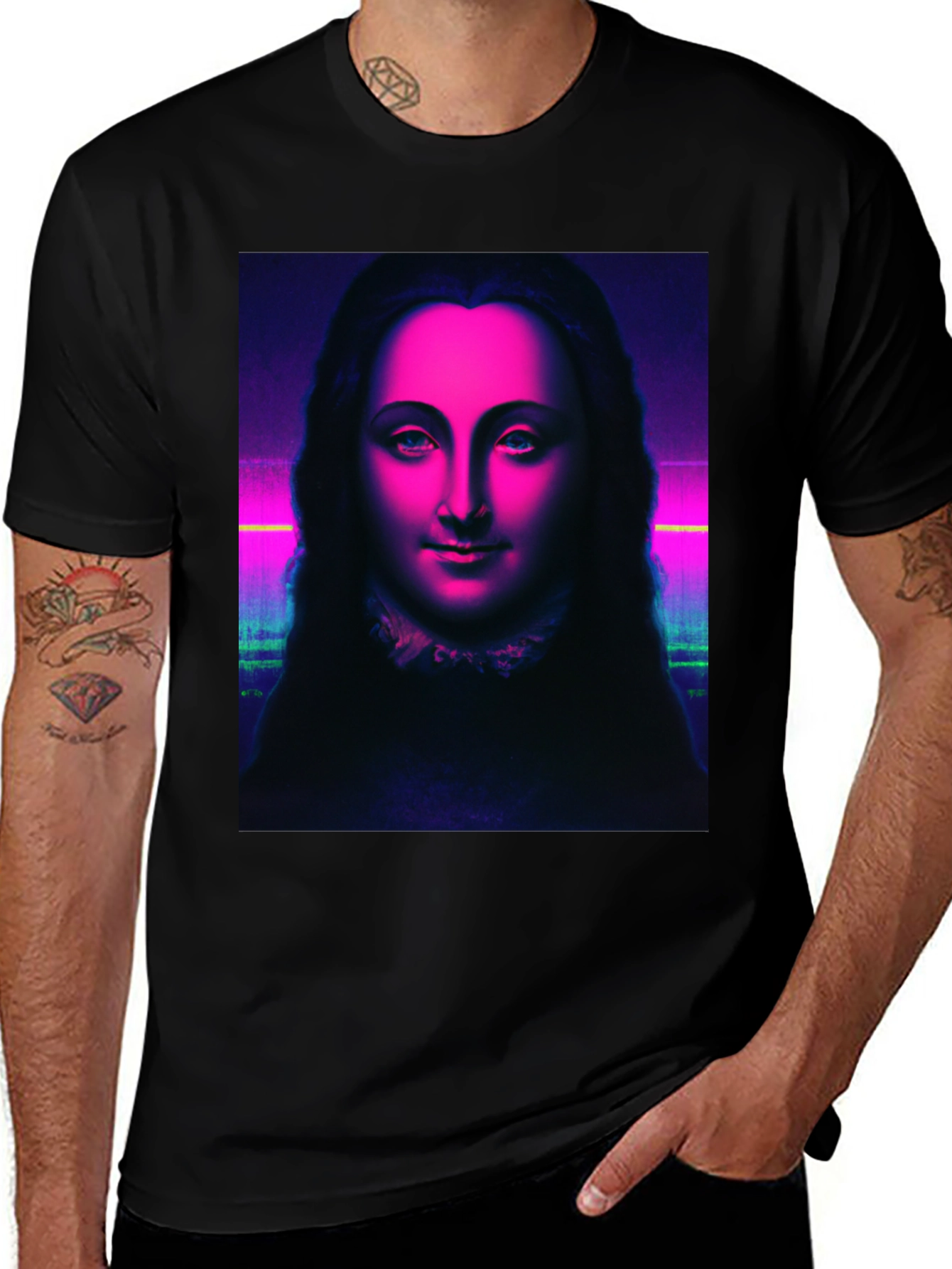 Variant 30 of Neon Mona Lisa Graphic Tee - Stylish Unisex T-Shirt
