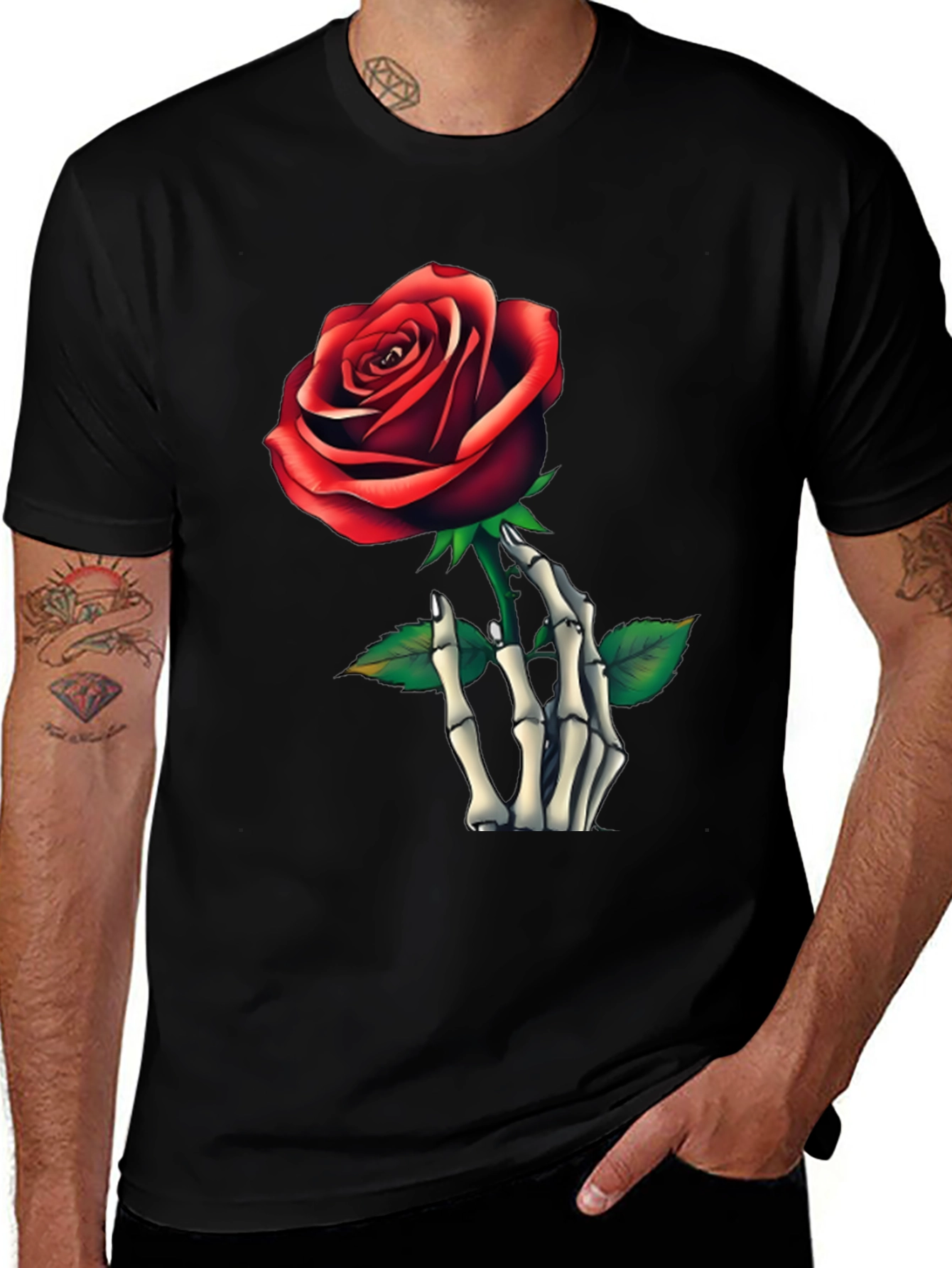 Variant 19 of Skeleton Hand Rose Graphic Tee