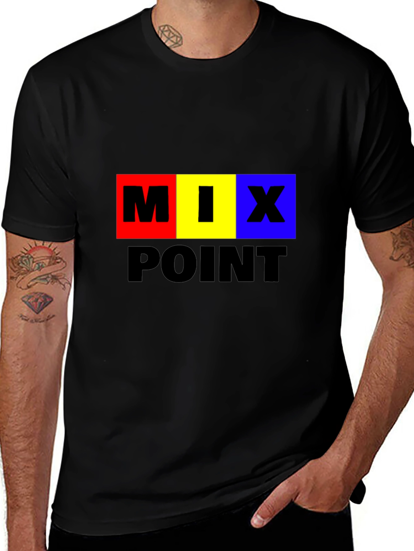 Variant 7 of Mix Point Graphic Tee - Black Cotton T-Shirt