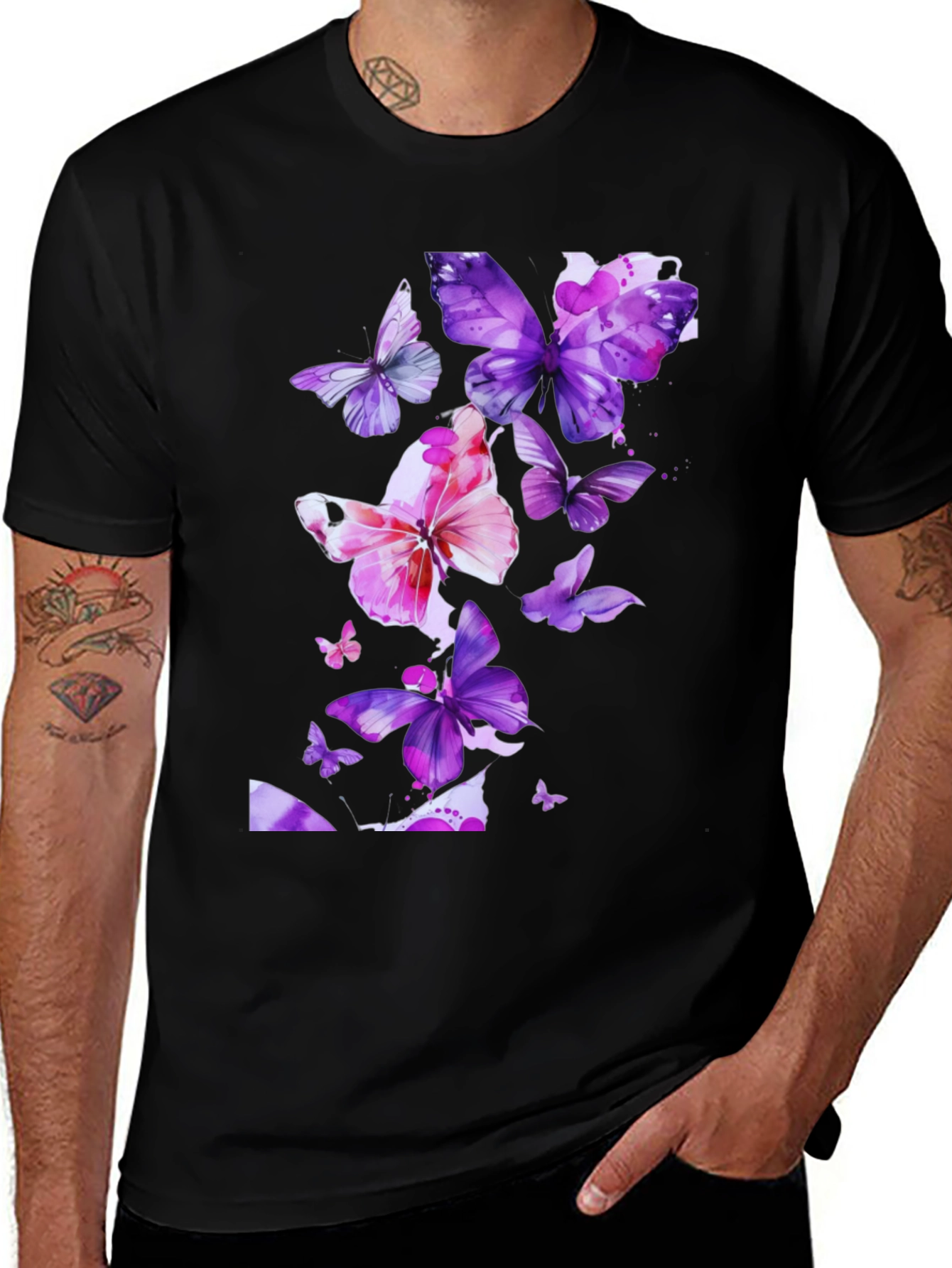 Variant 11 of Butterfly Print T-Shirt - Stylish Men's Casual Tee