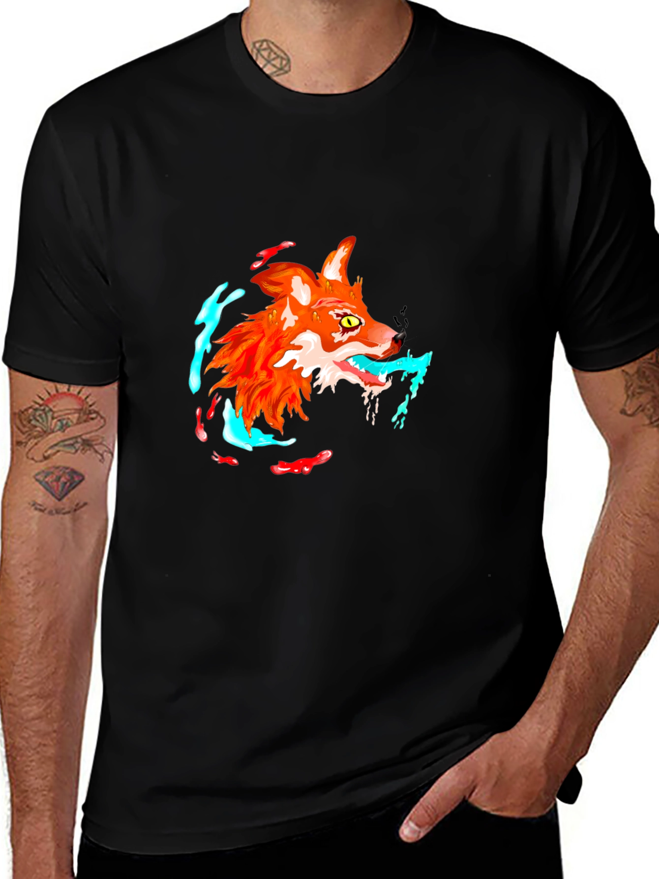 Variant 4 of Cool Fox Graphic Black T-Shirt