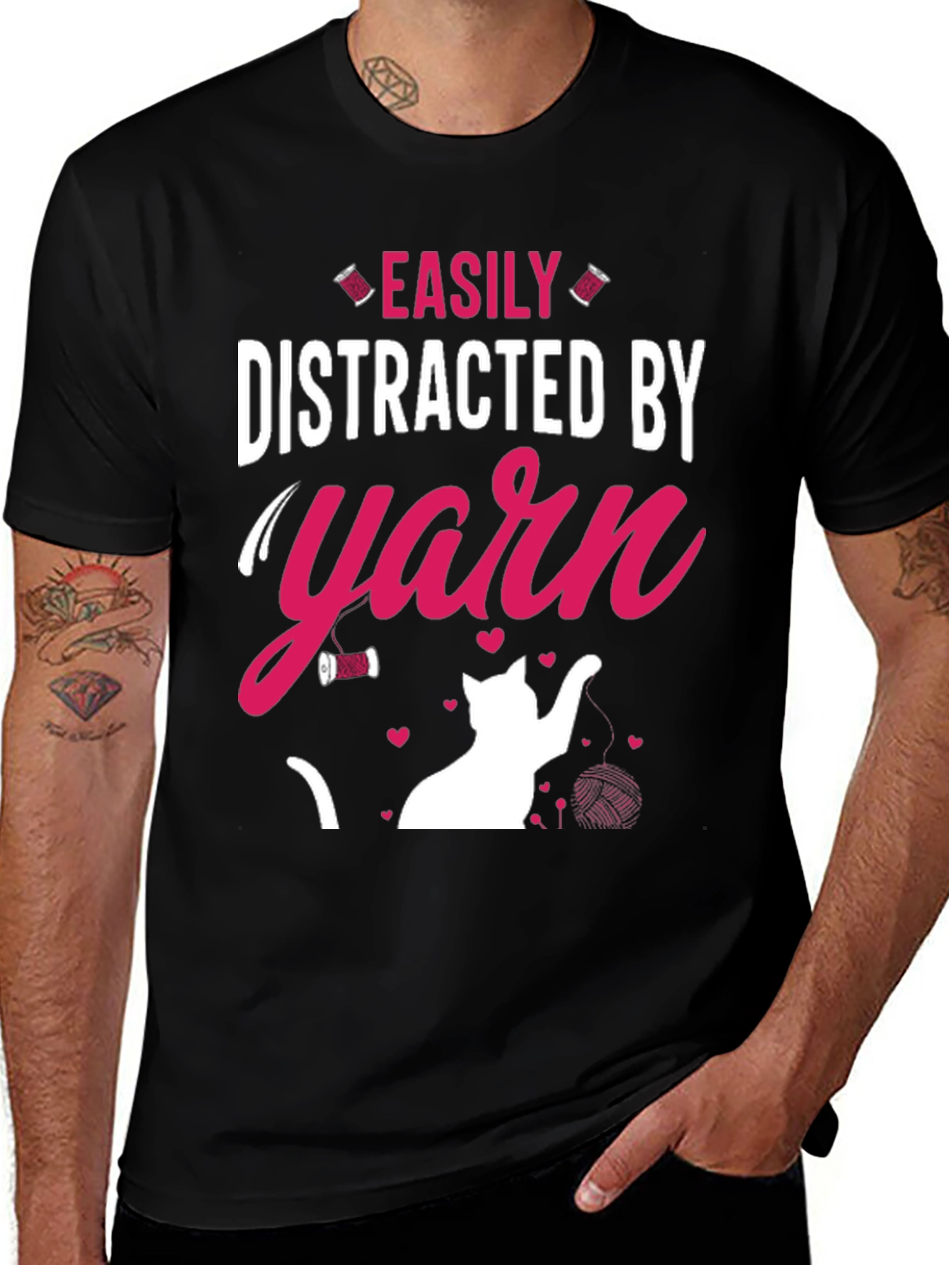 Variant 25 of Easily Distracted By Yarn T-Shirt Cat Lover Tee