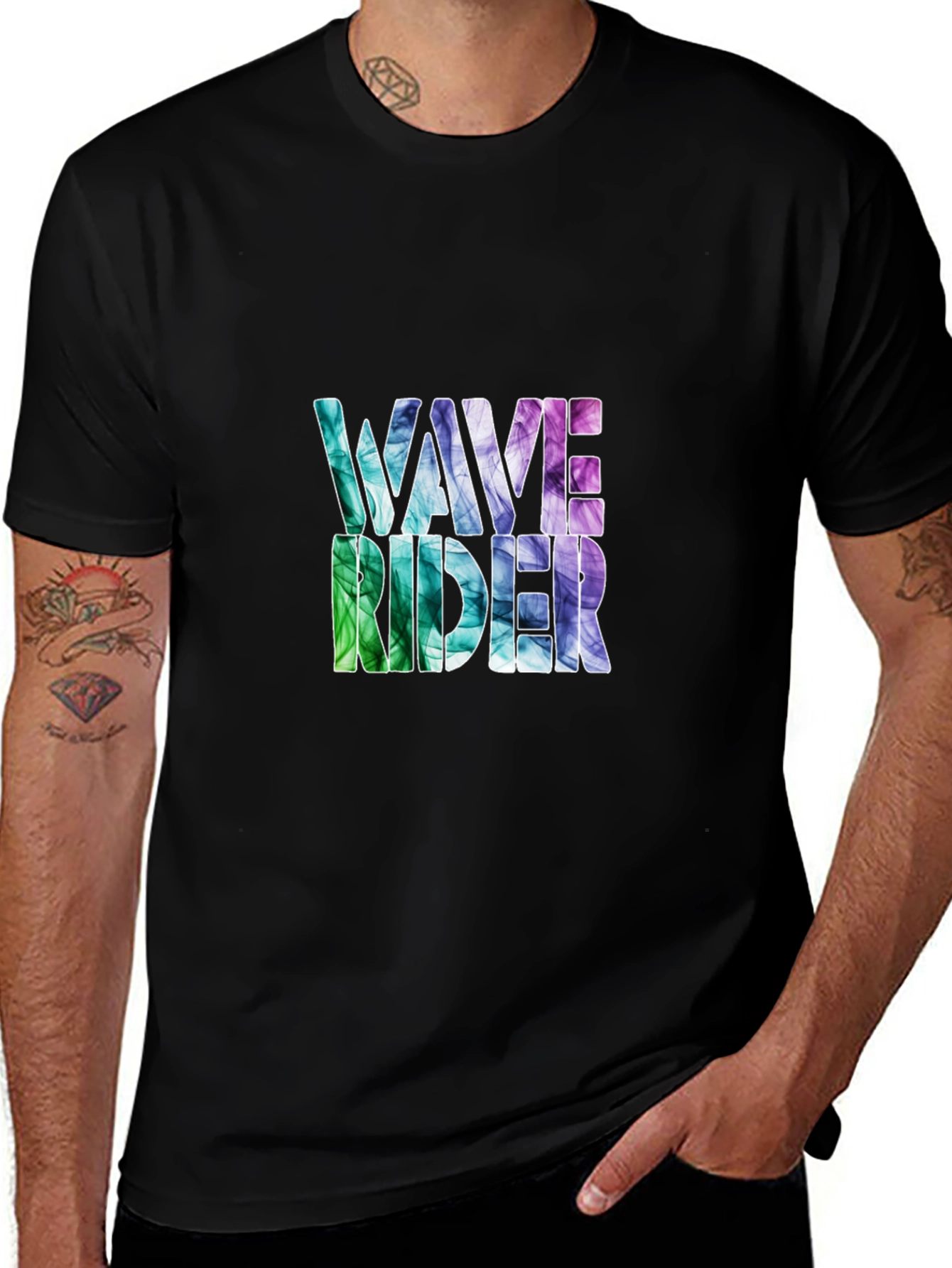 Variant 5 of Wave Rider Graphic Tee - Black Cotton T-Shirt