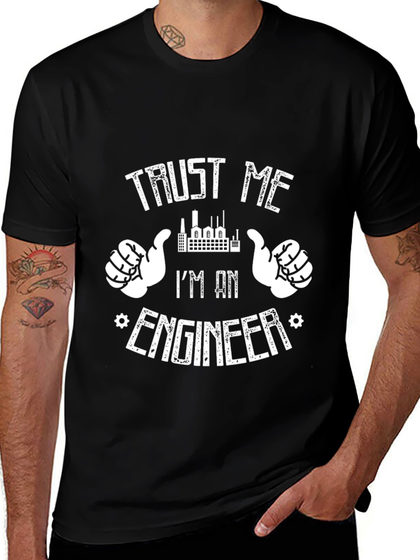 Variant 19 of Trust Me I'm An Engineer Black Graphic T-Shirt