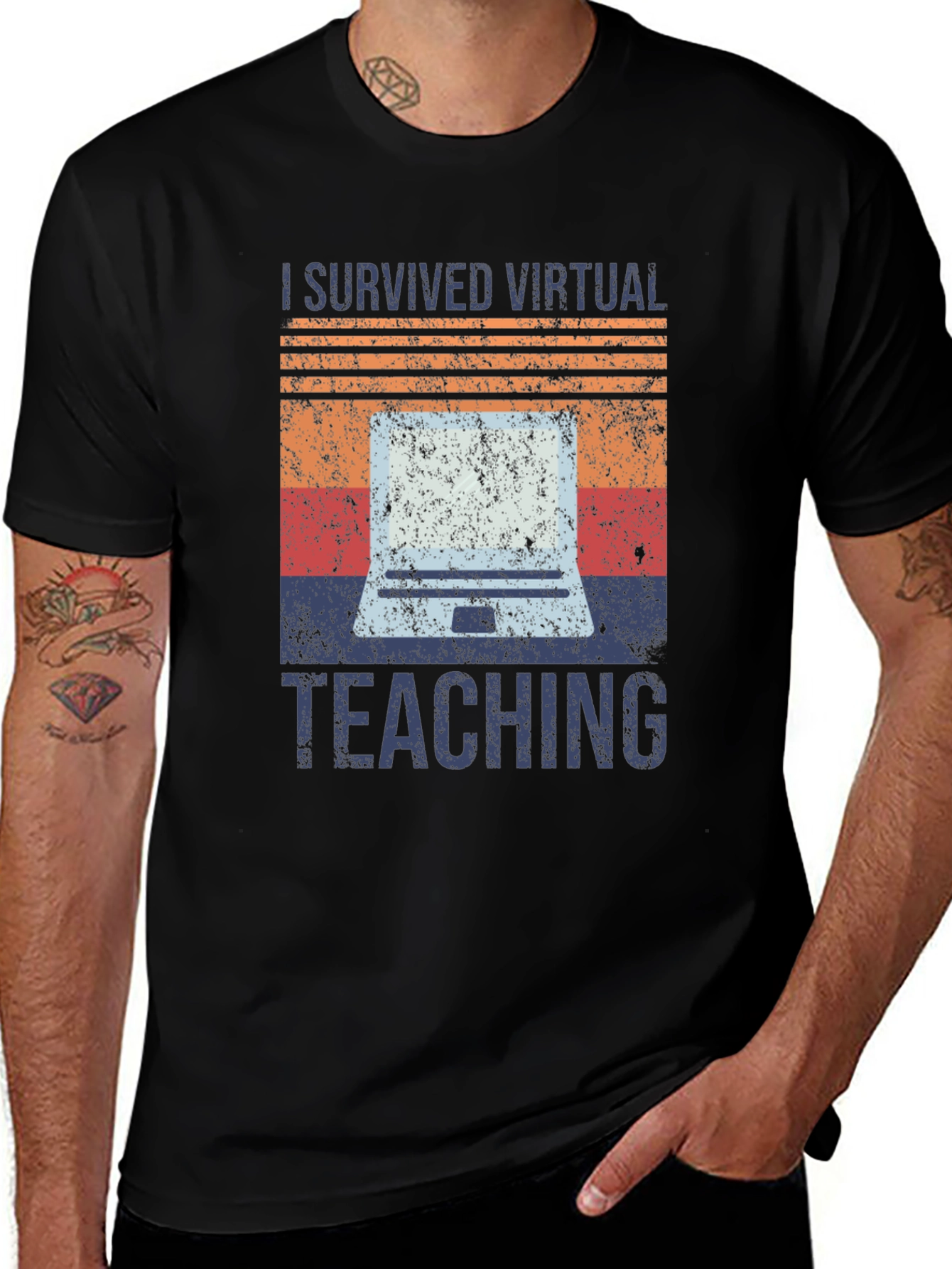 I Survived Virtual Teaching Retro T-Shirt