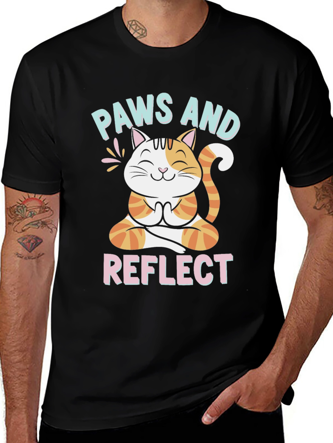 Variant 7 of Paws and Reflect Cat Graphic Tee