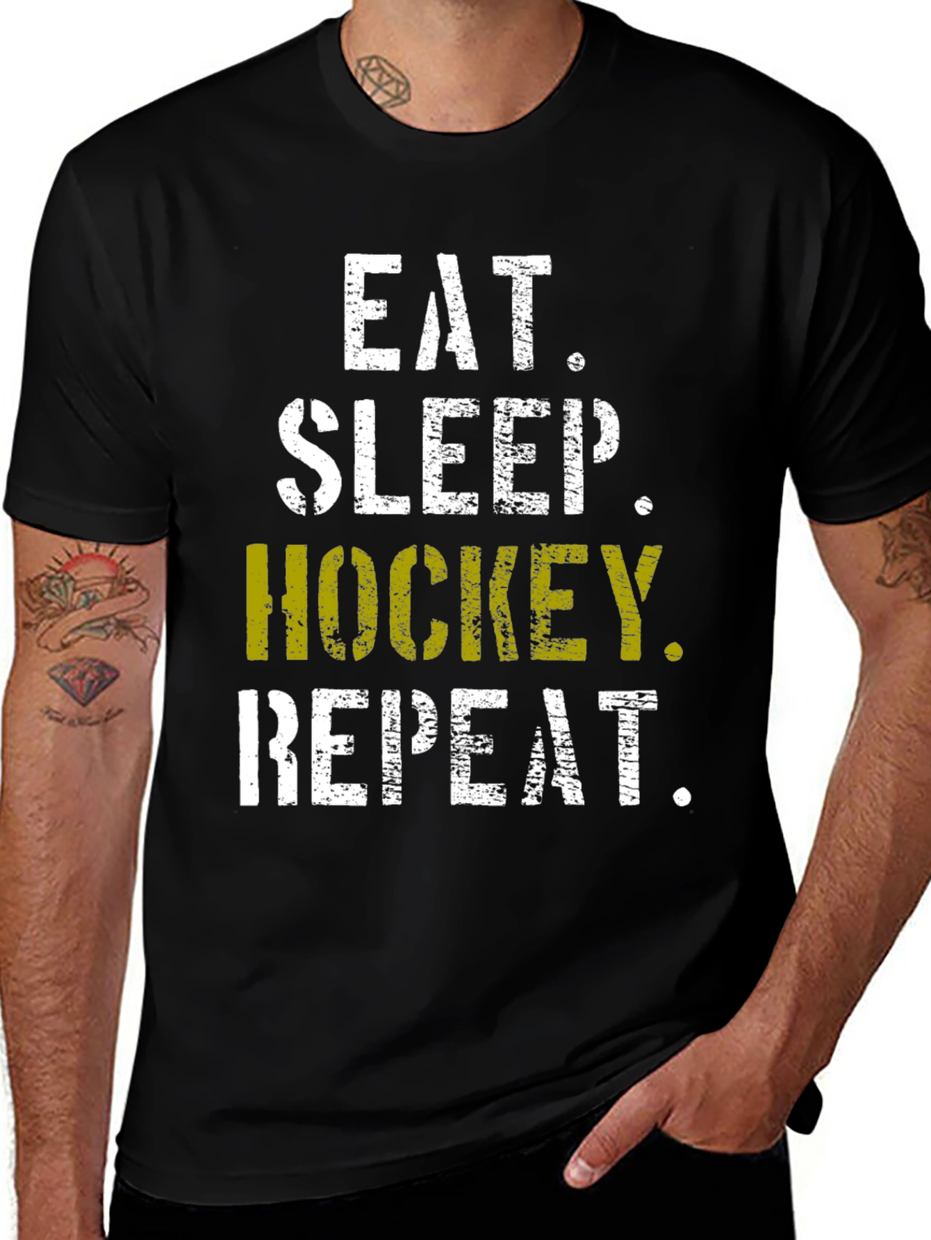 Variant 5 of Eat Sleep Hockey Repeat T-Shirt