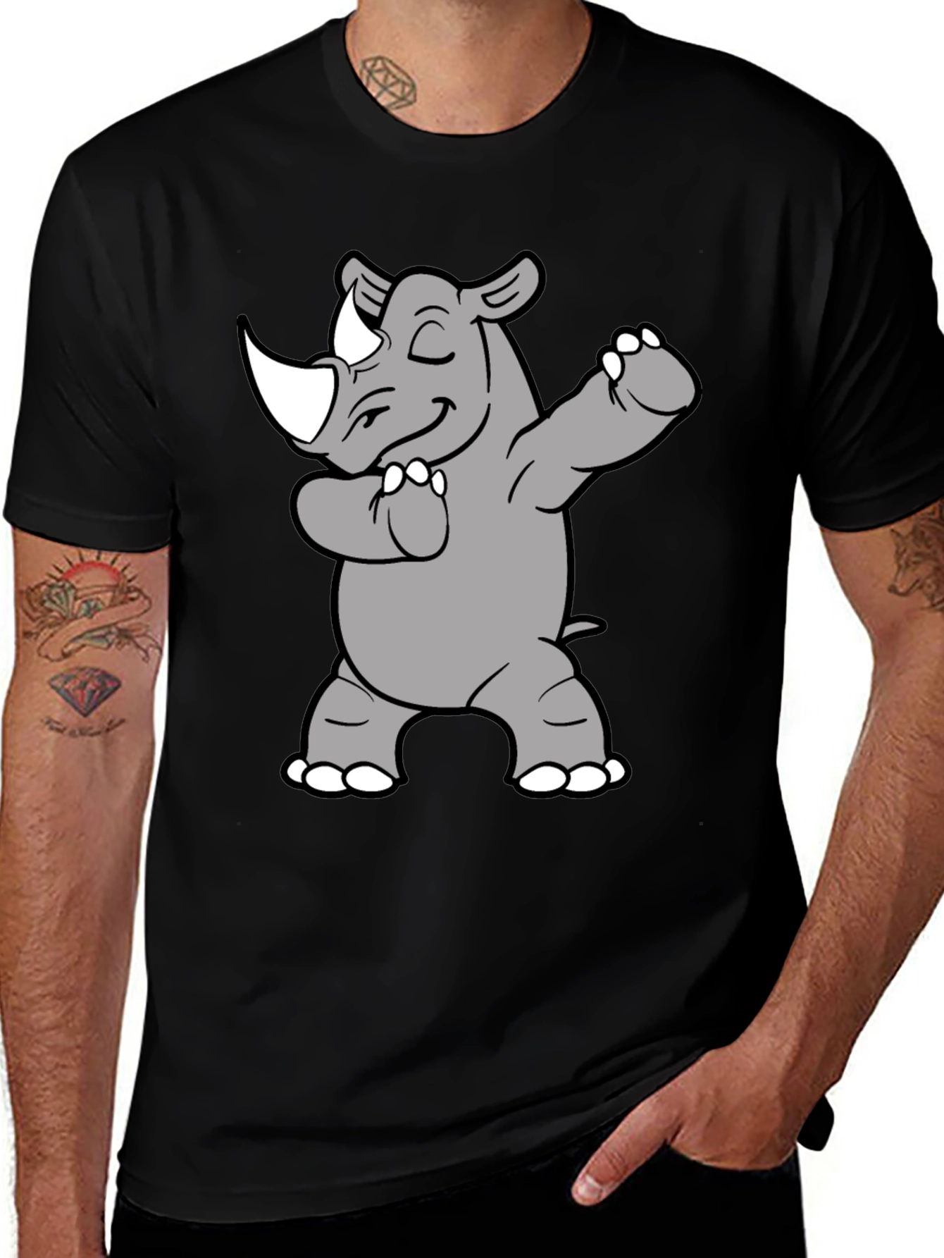 Variant 10 of Dabbing Rhino Graphic Tee - Unique Animal Design