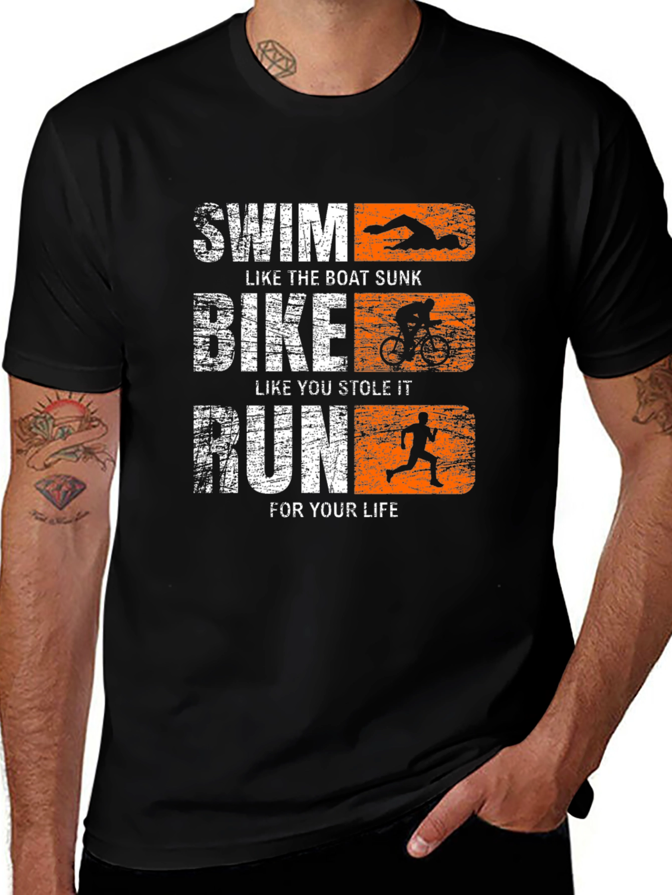 Variant 14 of Triathlon Graphic T-Shirt Swim Bike Run Tee