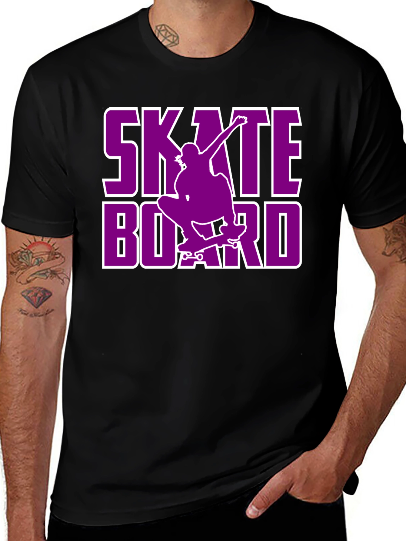 Variant 24 of Skateboard Graphic Tee - Black Cotton