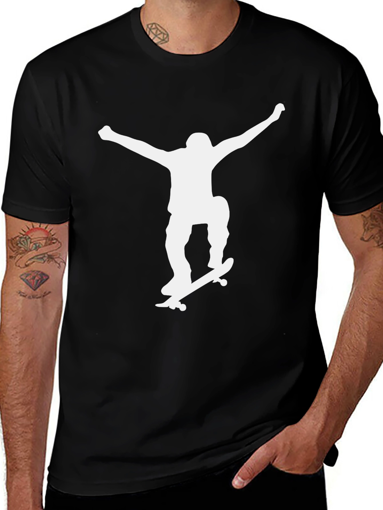 Variant 21 of Skater Graphic Tee - Black Cotton Blend T-Shirt
