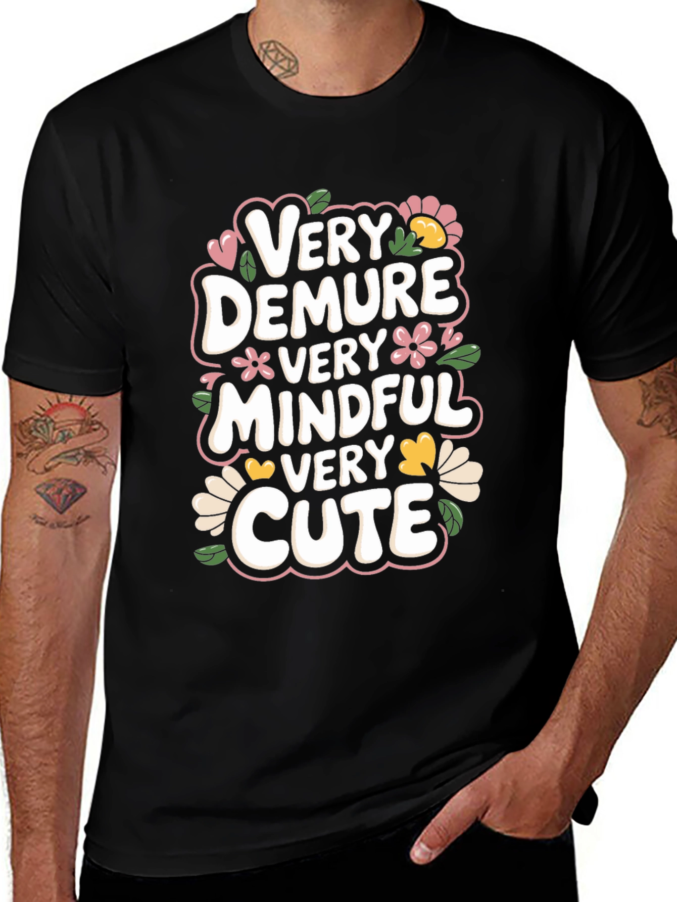 Variant 15 of Very Demure Mindful Cute Black T-Shirt