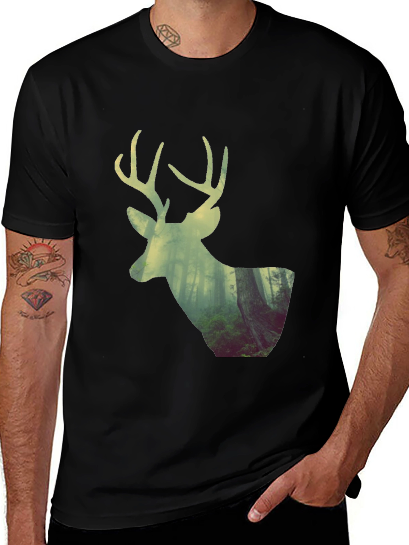Variant 4 of Nature Deer Black T-Shirt
