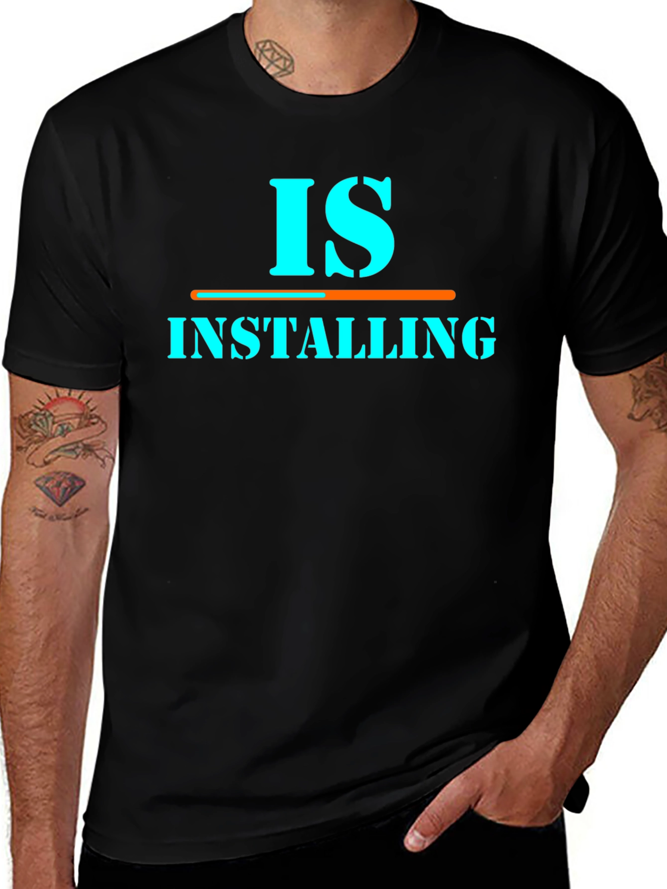 Black Is Installing Graphic Tee - Funny Programmer Shirt main image