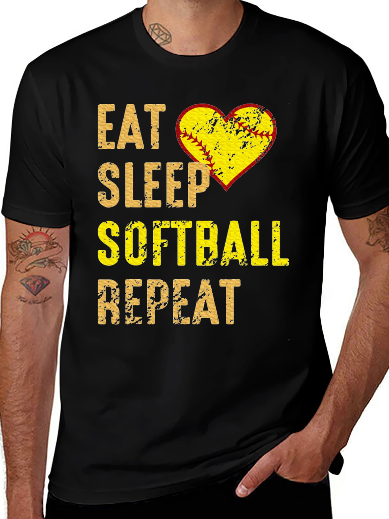 Variant 18 of Eat Sleep Softball Repeat Graphic Tee