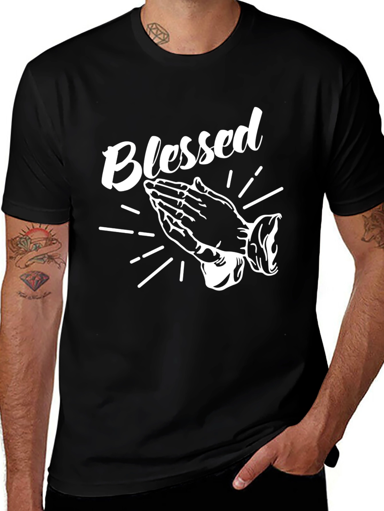 Variant 27 of Blessed Graphic T-Shirt - Short Sleeve Crew Neck Top