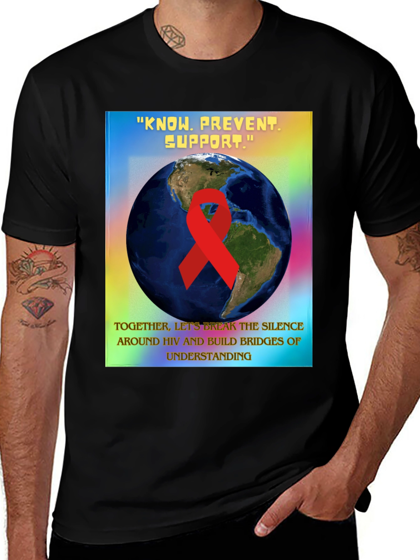 HIV Awareness Graphic Tee - Know, Prevent, Support