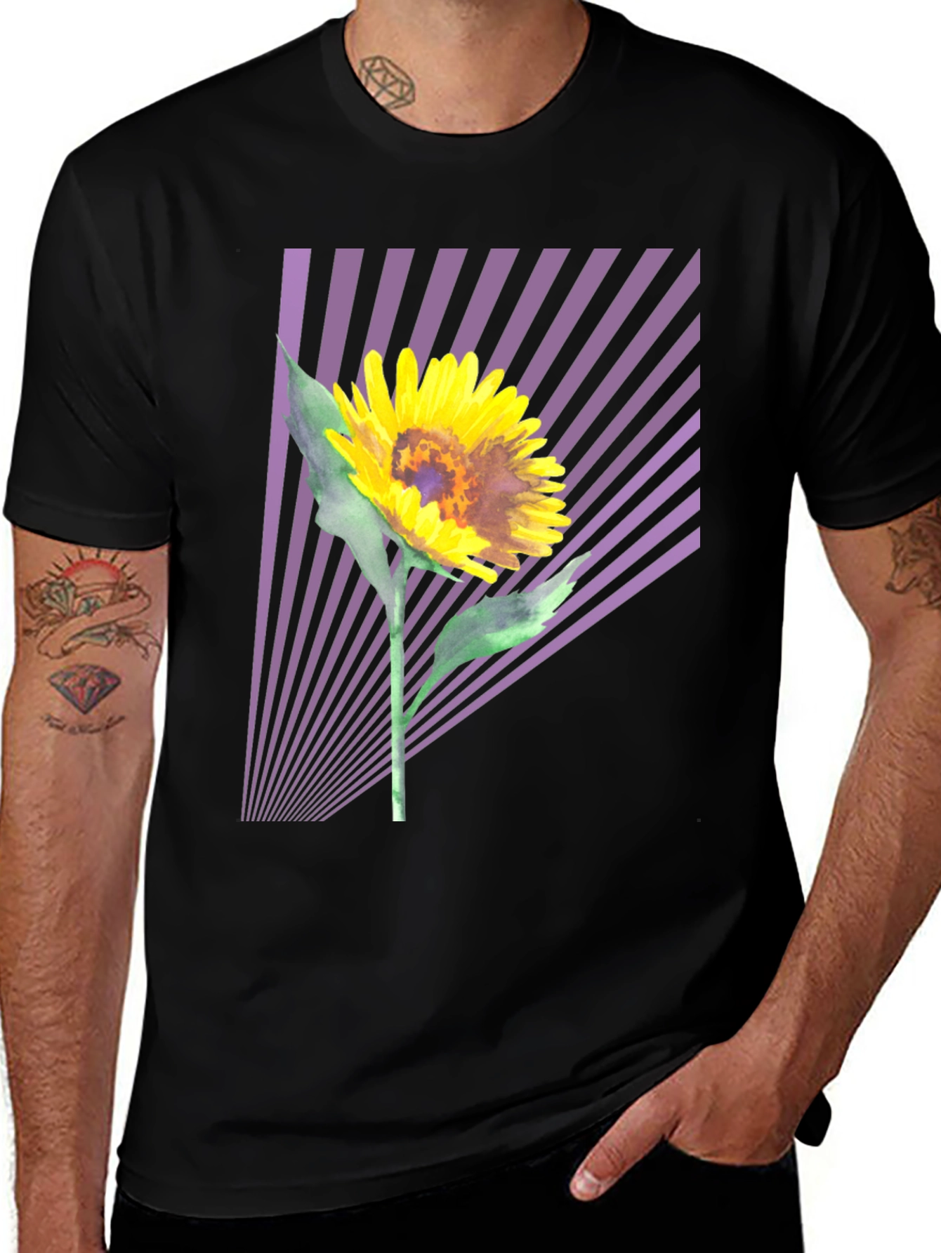 Variant 26 of Sunflower Graphic Tee - Stylish Men's Black T-Shirt