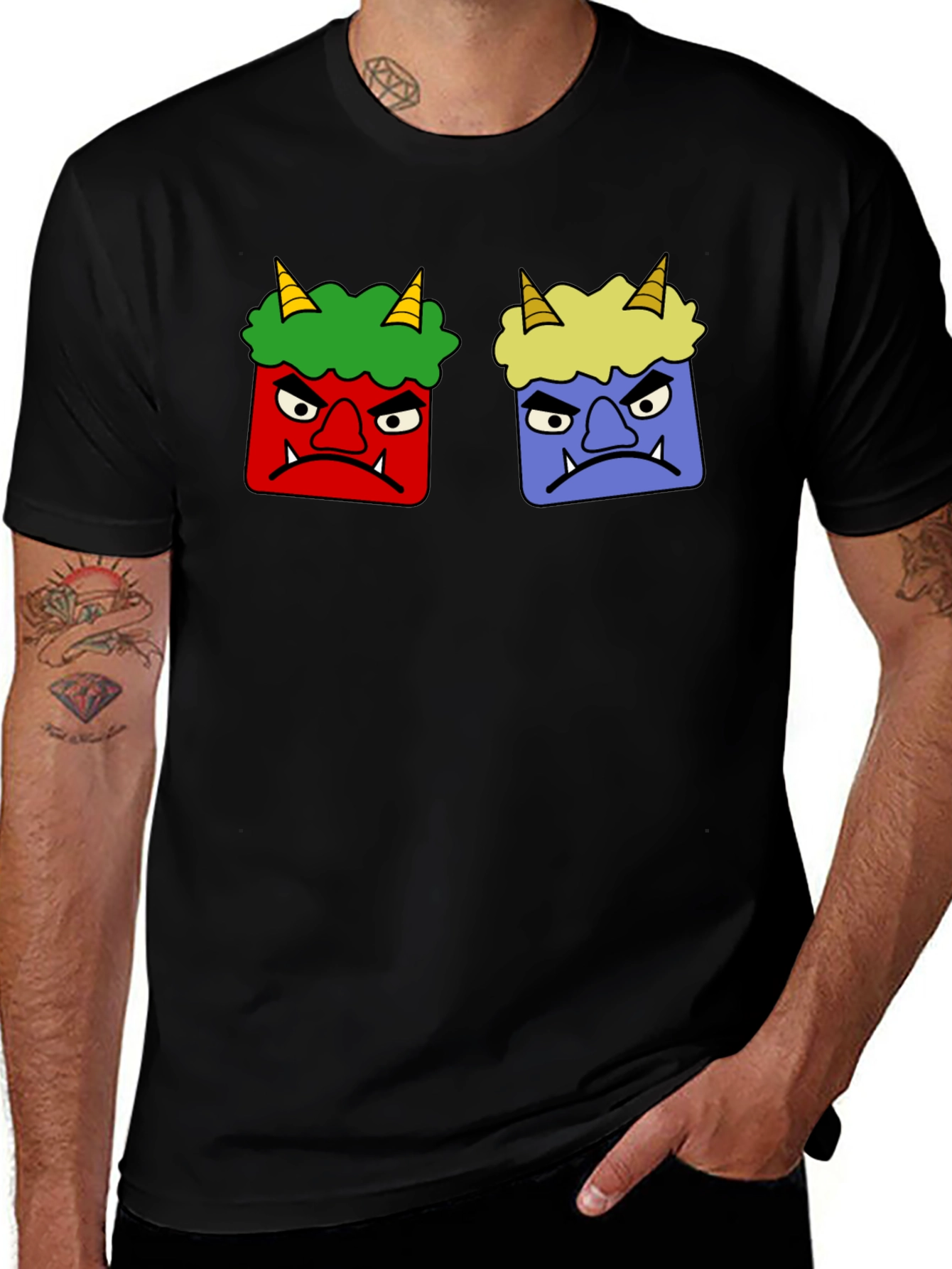Variant 27 of Funny Japanese Demon Face T-Shirt