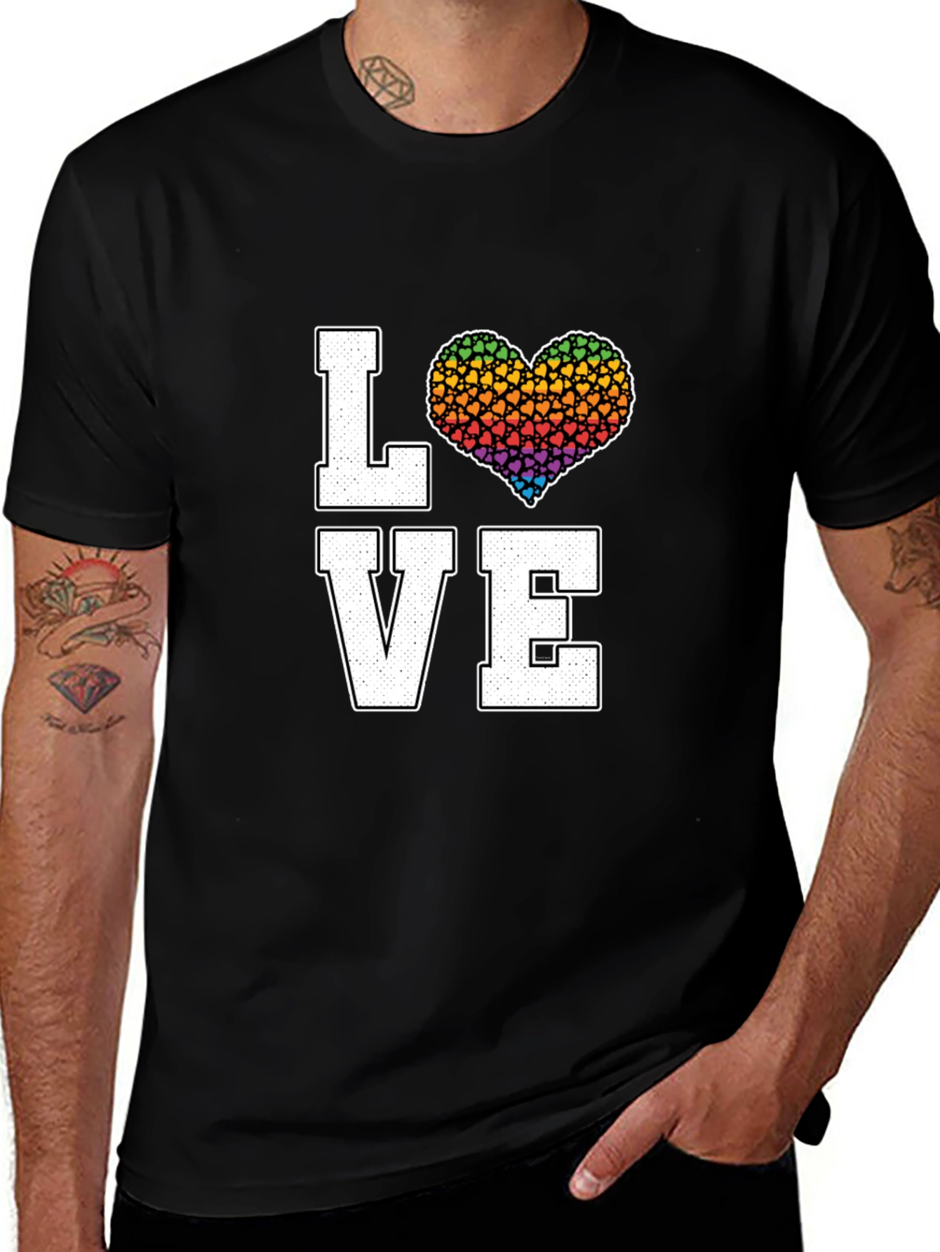 Variant 24 of Love Rainbow Hearts Graphic Tee