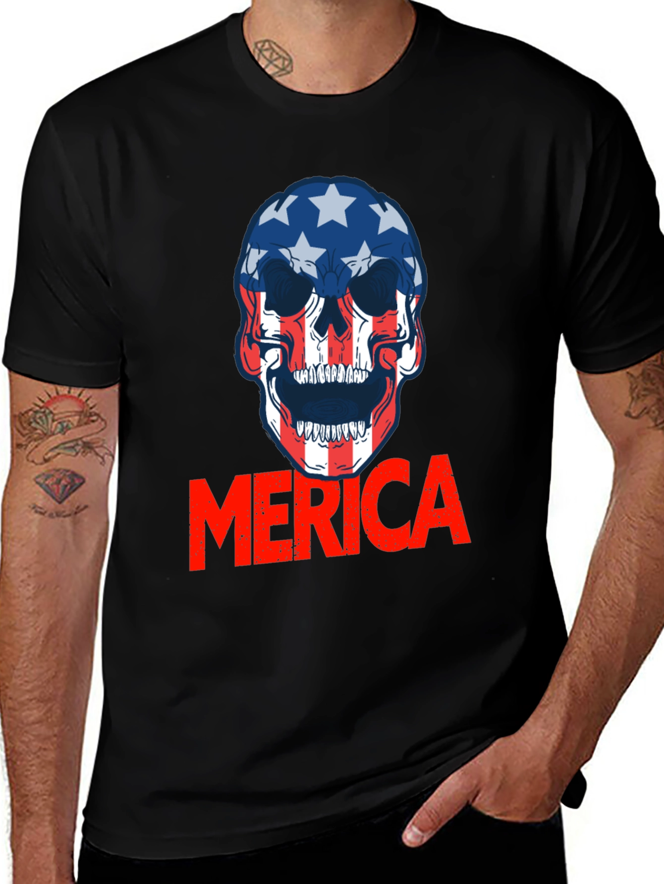 Patriotic Skull 'Merica T-Shirt - Bold USA Pride