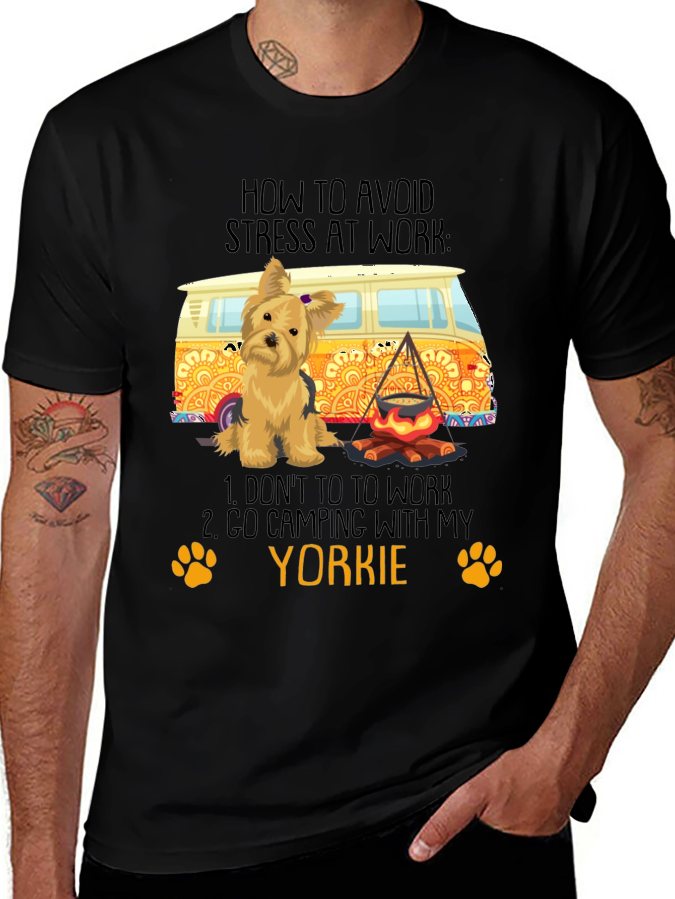 Variant 17 of Avoid Stress Yorkie Camping T-Shirt