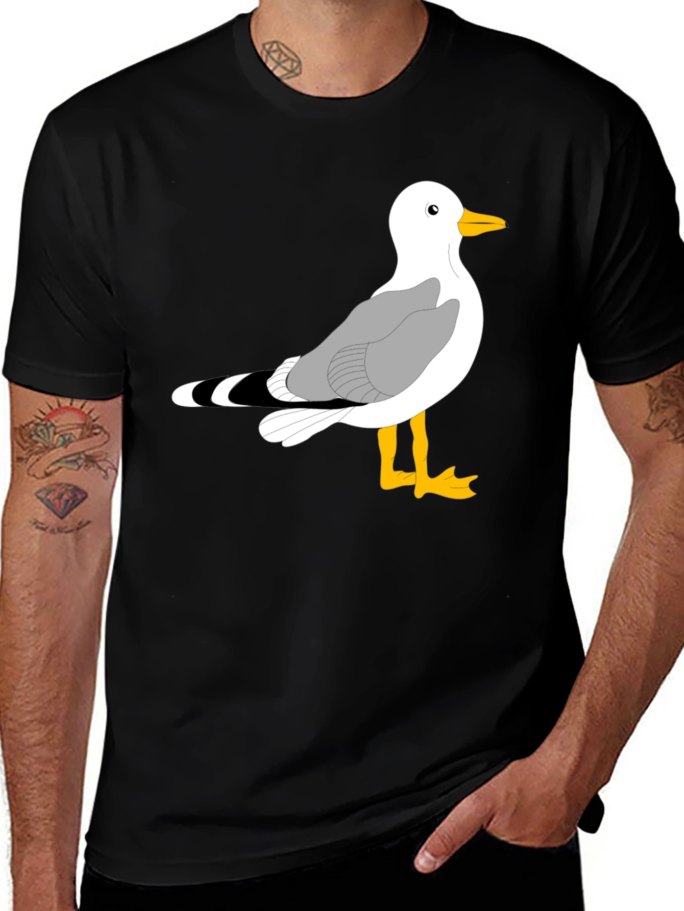 Variant 30 of Seagull Graphic Tee - Black Cotton T-Shirt