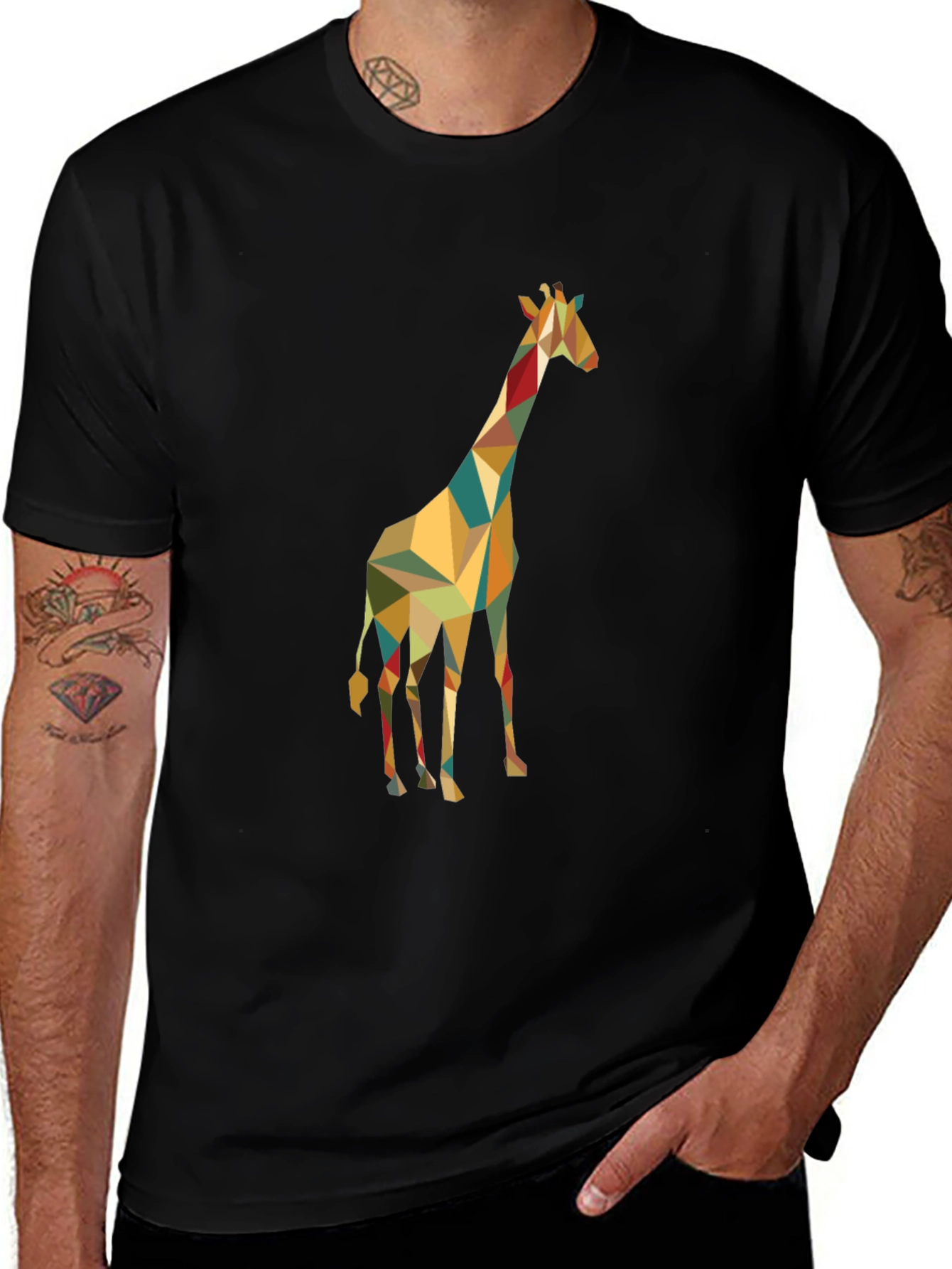 Variant 15 of Geometric Giraffe Graphic Tee - Modern Style