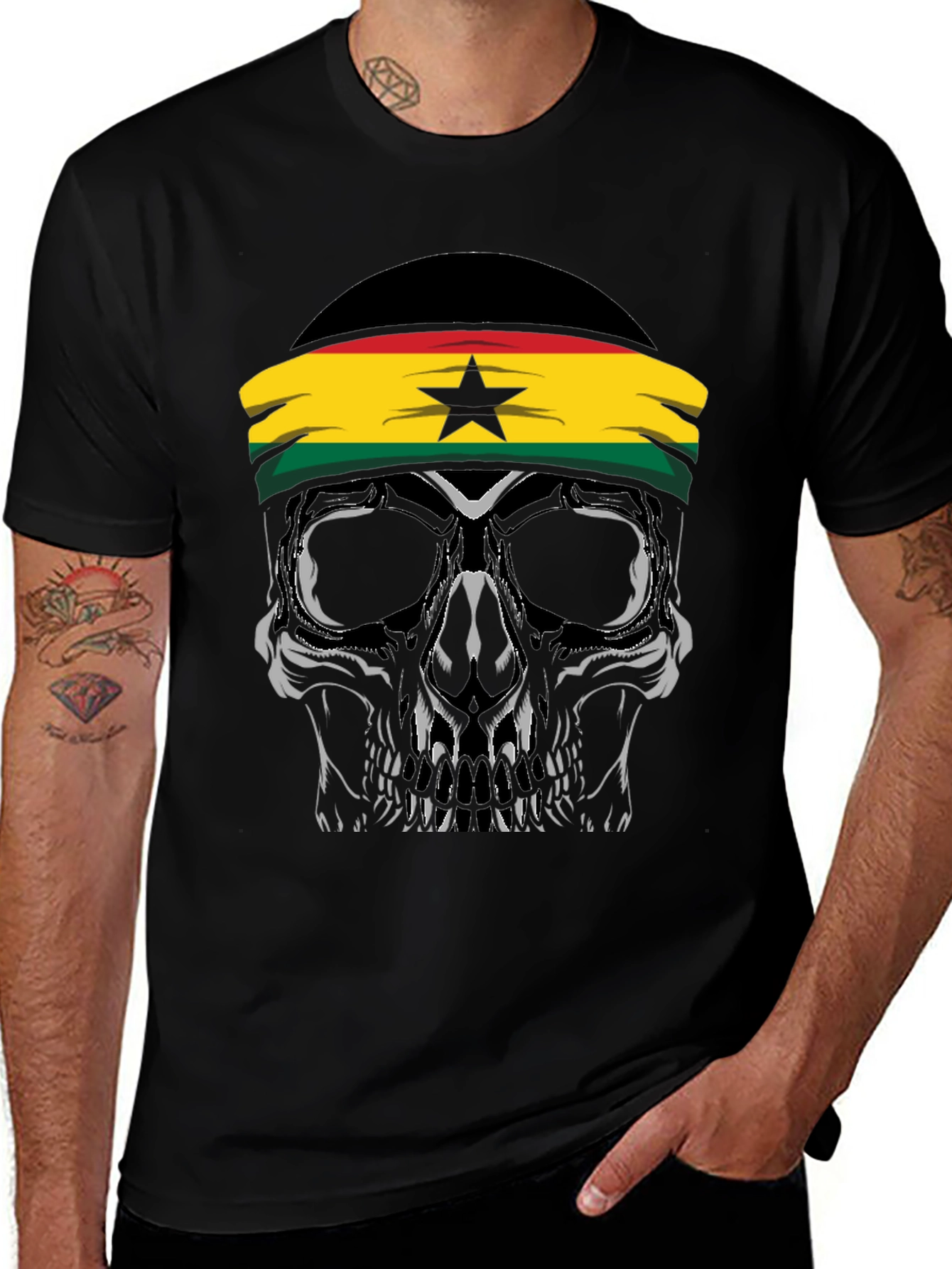 Variant 9 of Ghana Flag Skull Graphic T-Shirt