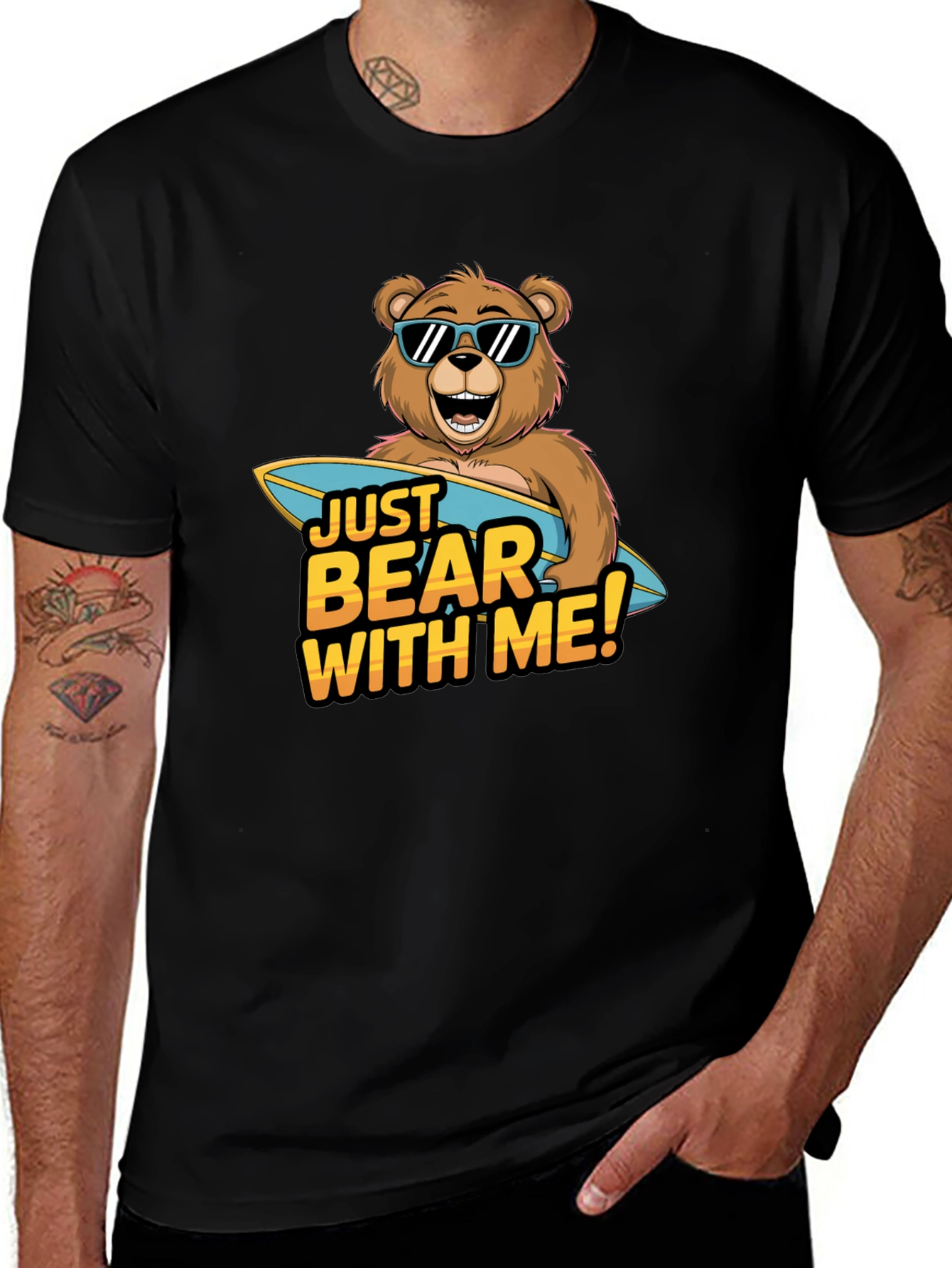 Variant 14 of Just Bear With Me Funny Bear Graphic T-Shirt