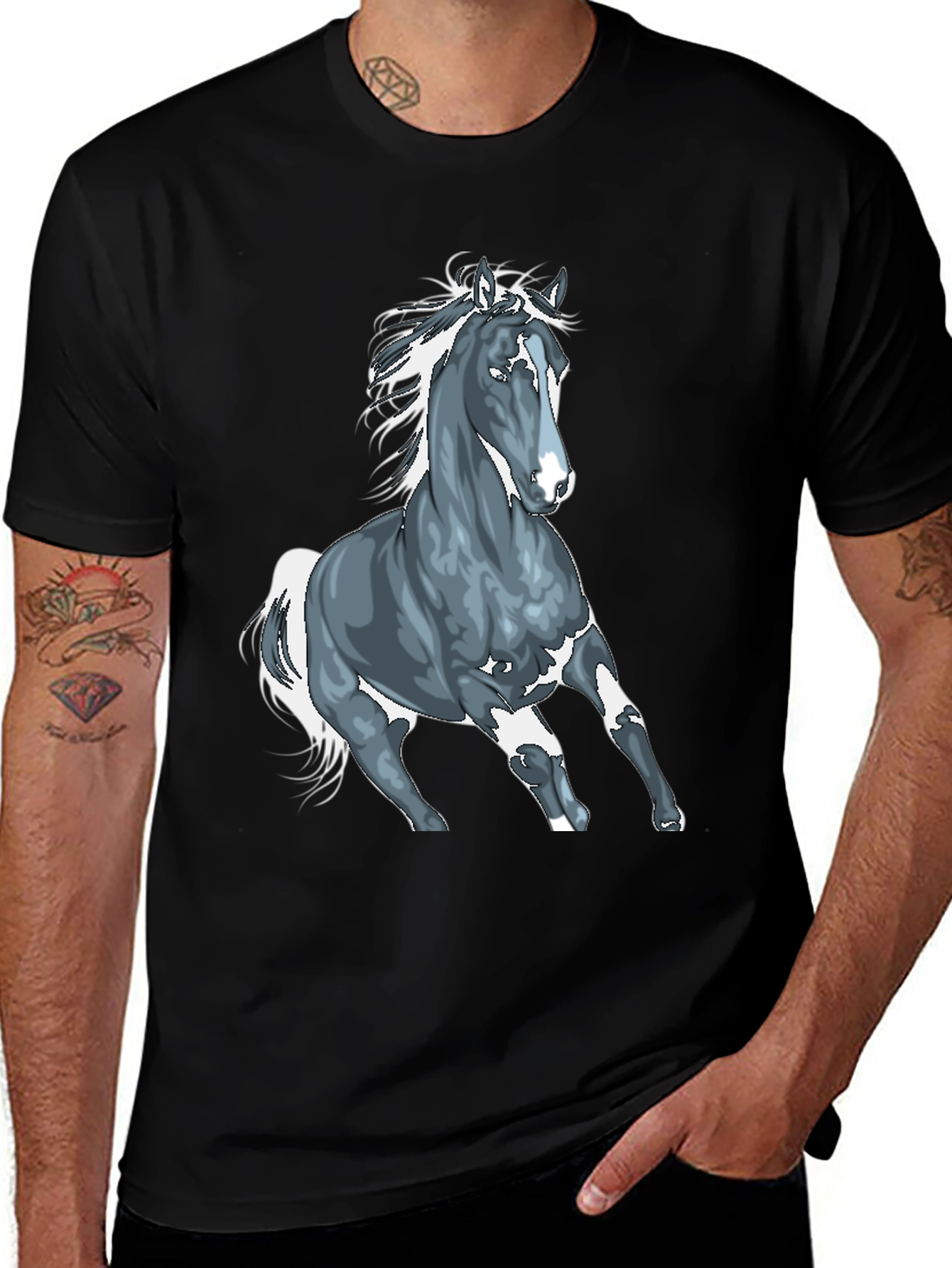 Variant 8 of Horse Graphic T-Shirt - Black Cotton Tee