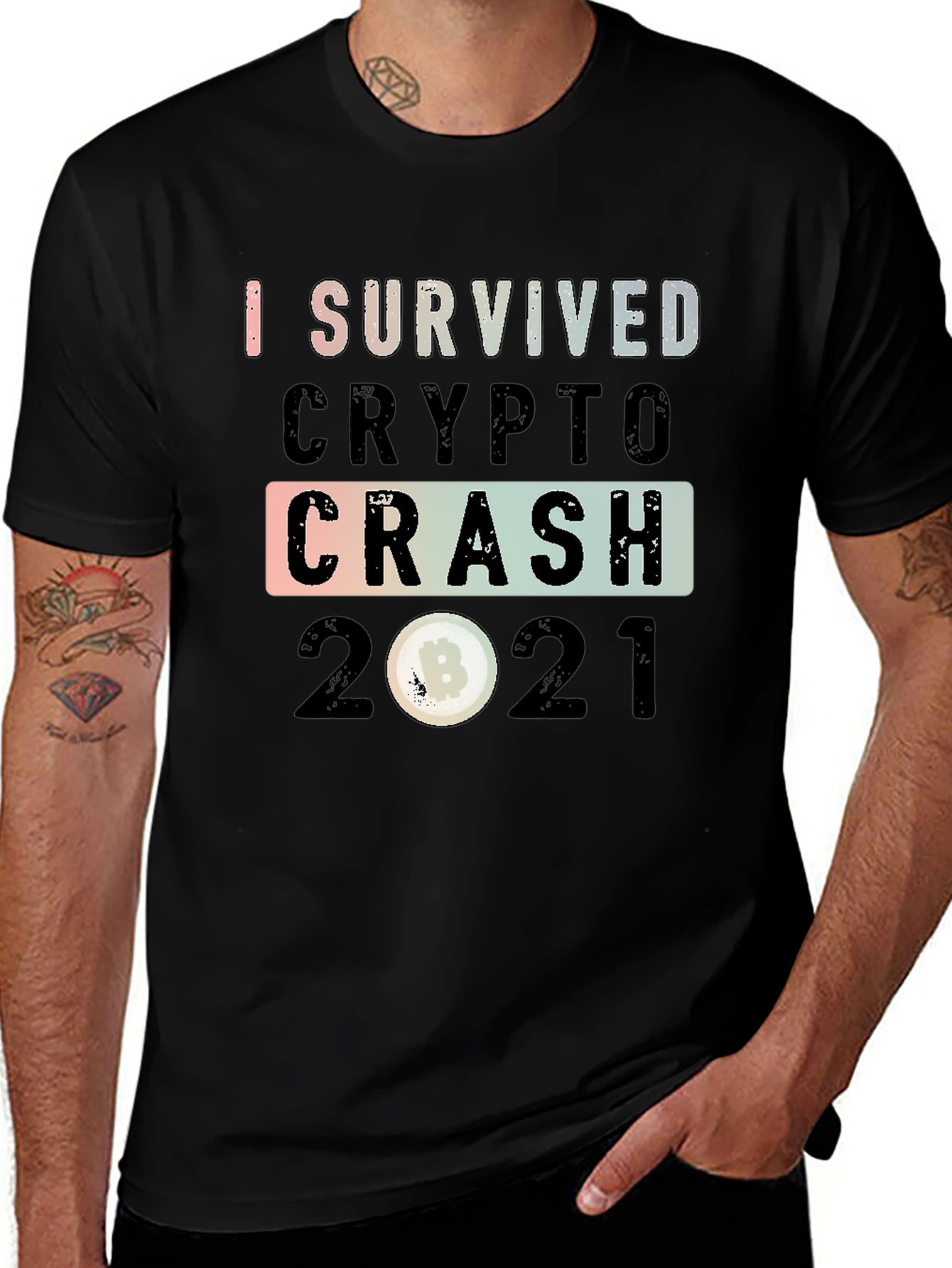 Variant 12 of I Survived Crypto Crash 2021 Black T-Shirt