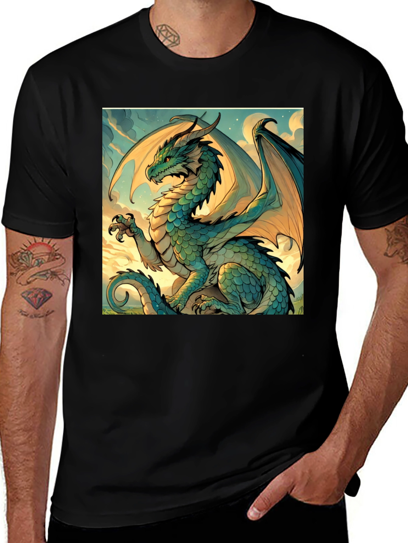 Variant 7 of Dragon Graphic Tee - Mythical Creature Art Shirt